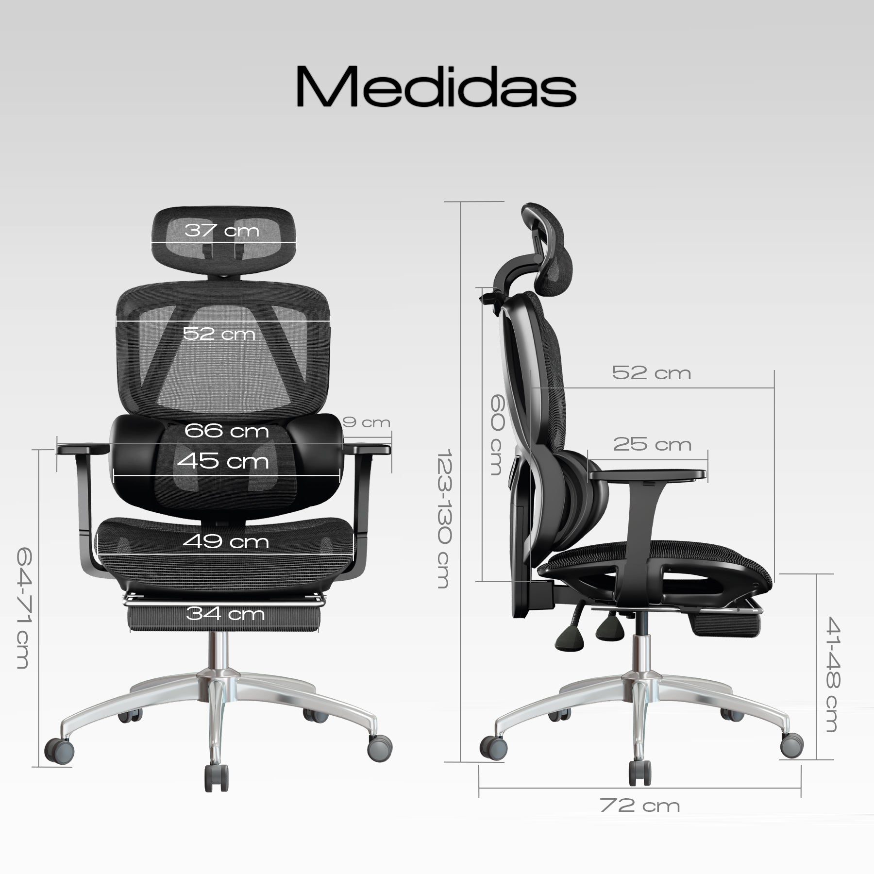 Silla de Oficina Ergonómica OUO T70 Lite | Soporte Lumbar Ajustable y Reposacabezas Rotativo