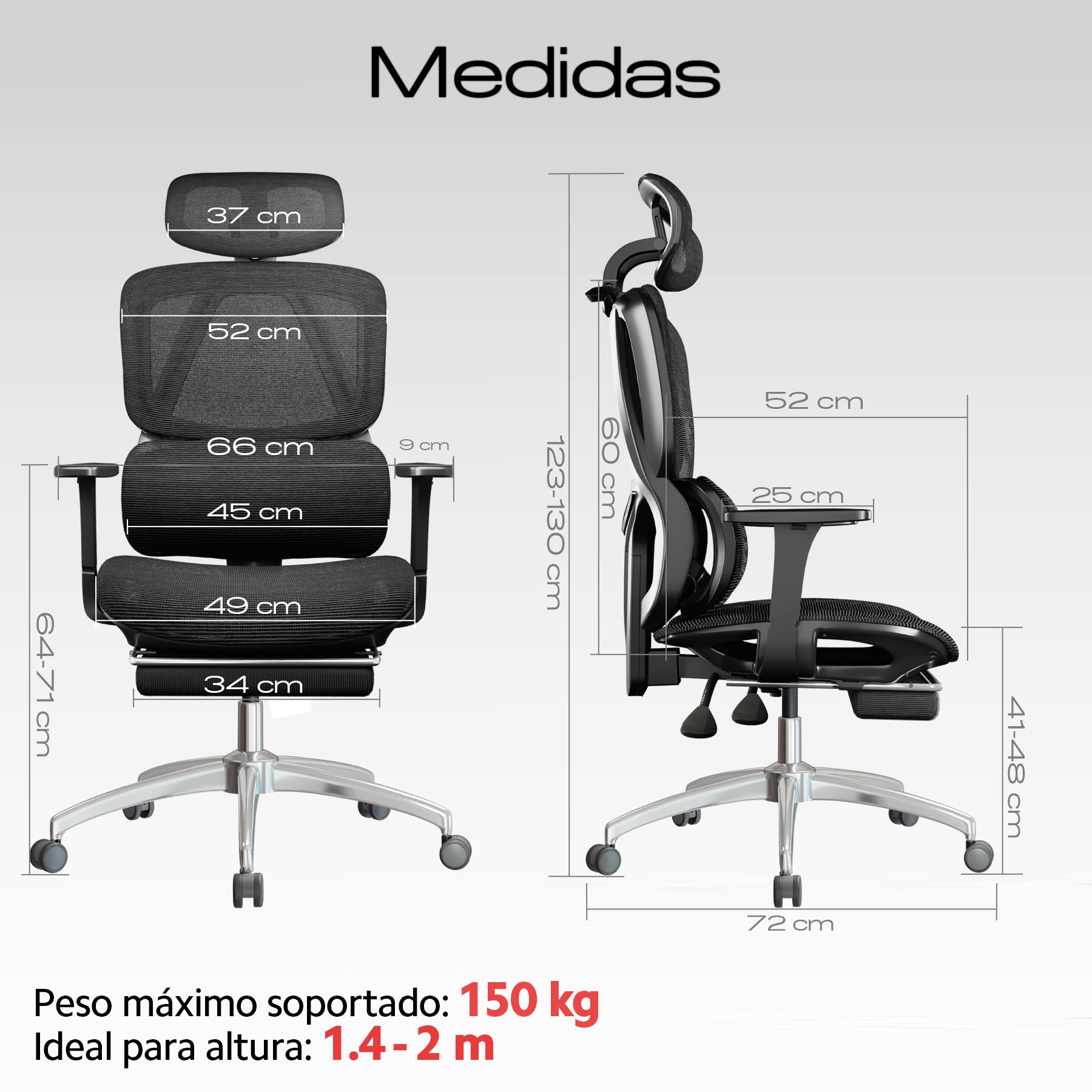 Silla Ergonómica OUO T20 para Oficina | Base de Acero Reforzado y Reposapiés Extensible