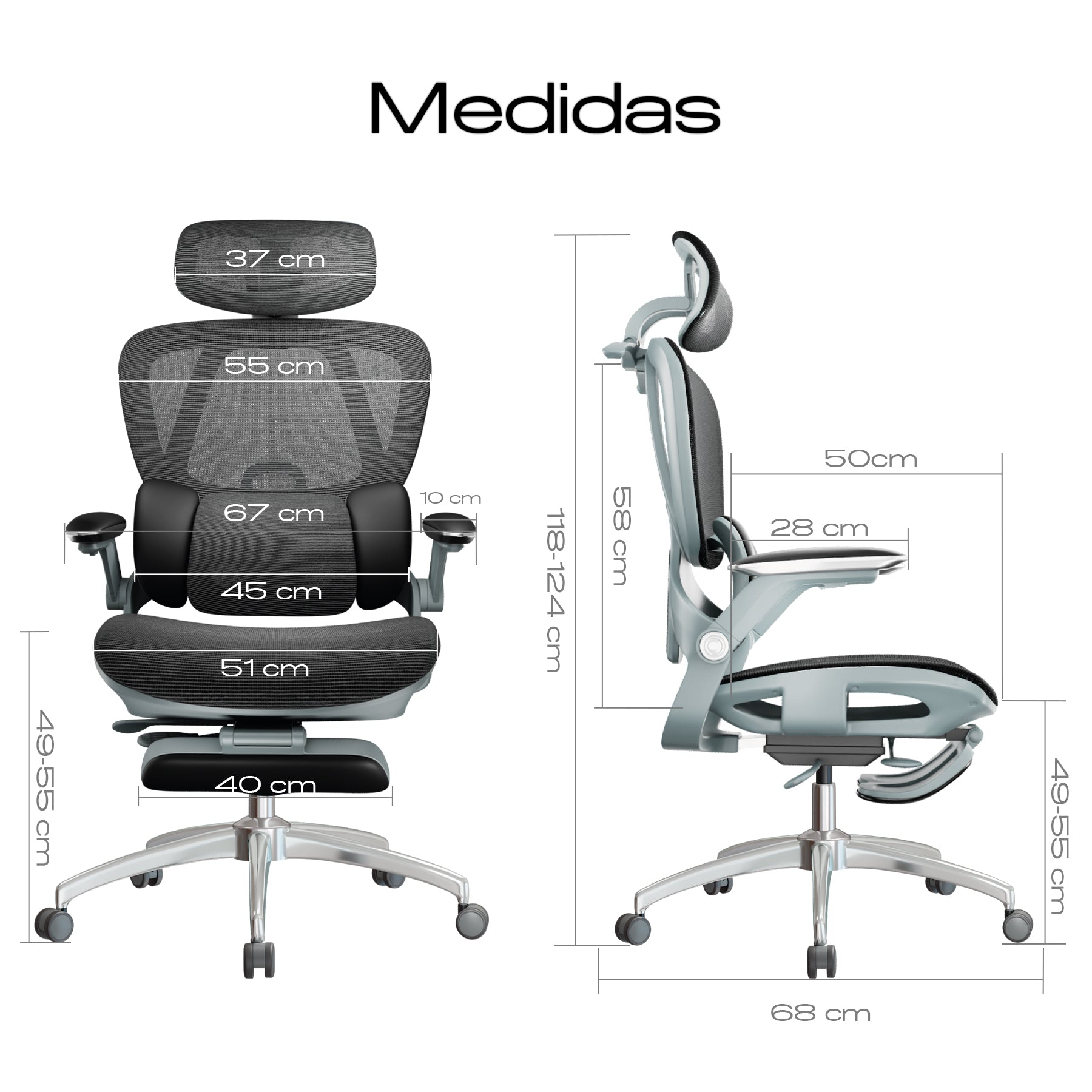 Silla Gamer OUO T70 | Respaldo Alto Ajustable, Reclinable y Ergonómica con Soporte Lumbar