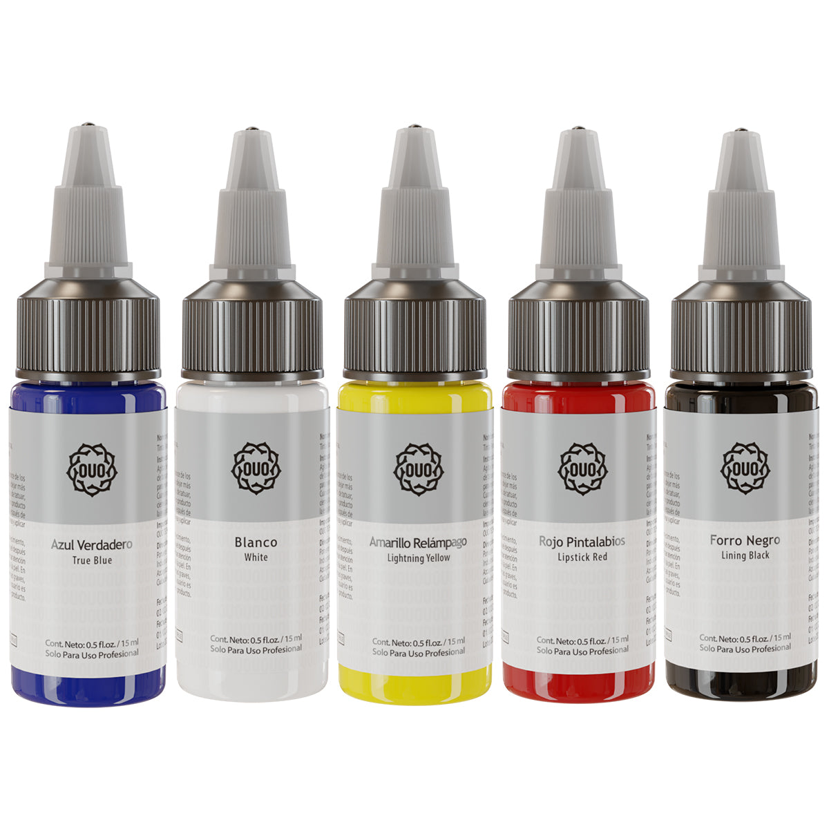 Tinta para Tatuaje en Piel Humana OUO | Pigmentos Profesionales y Colores Vibrantes (5pcs)