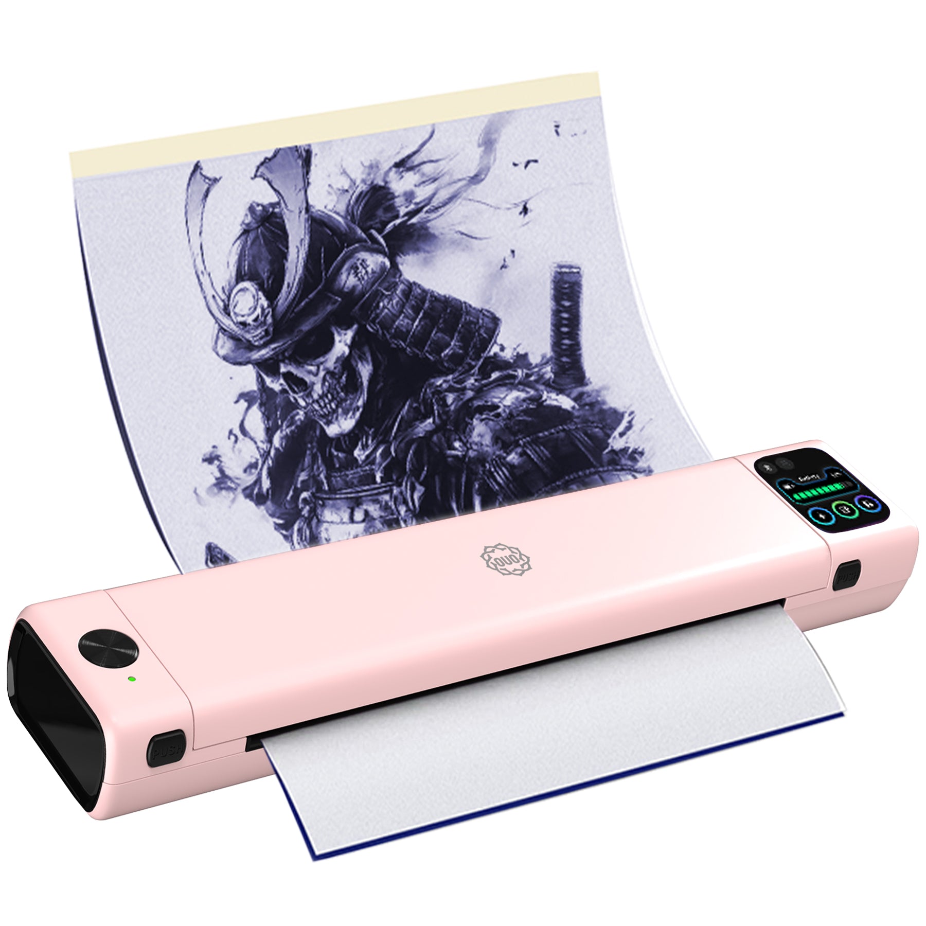 Termoimpresora para tatuajes OUO con pantalla HD, impresión clara, conexión inalámbrica y diseño compacto.