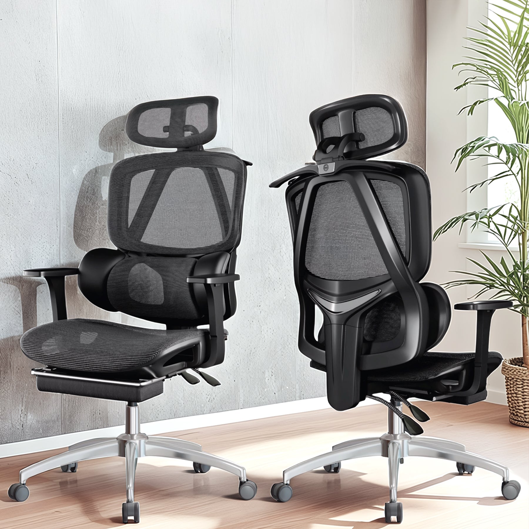 Silla de Oficina Ergonómica OUO T70 Lite | Soporte Lumbar Ajustable y Reposacabezas Rotativo