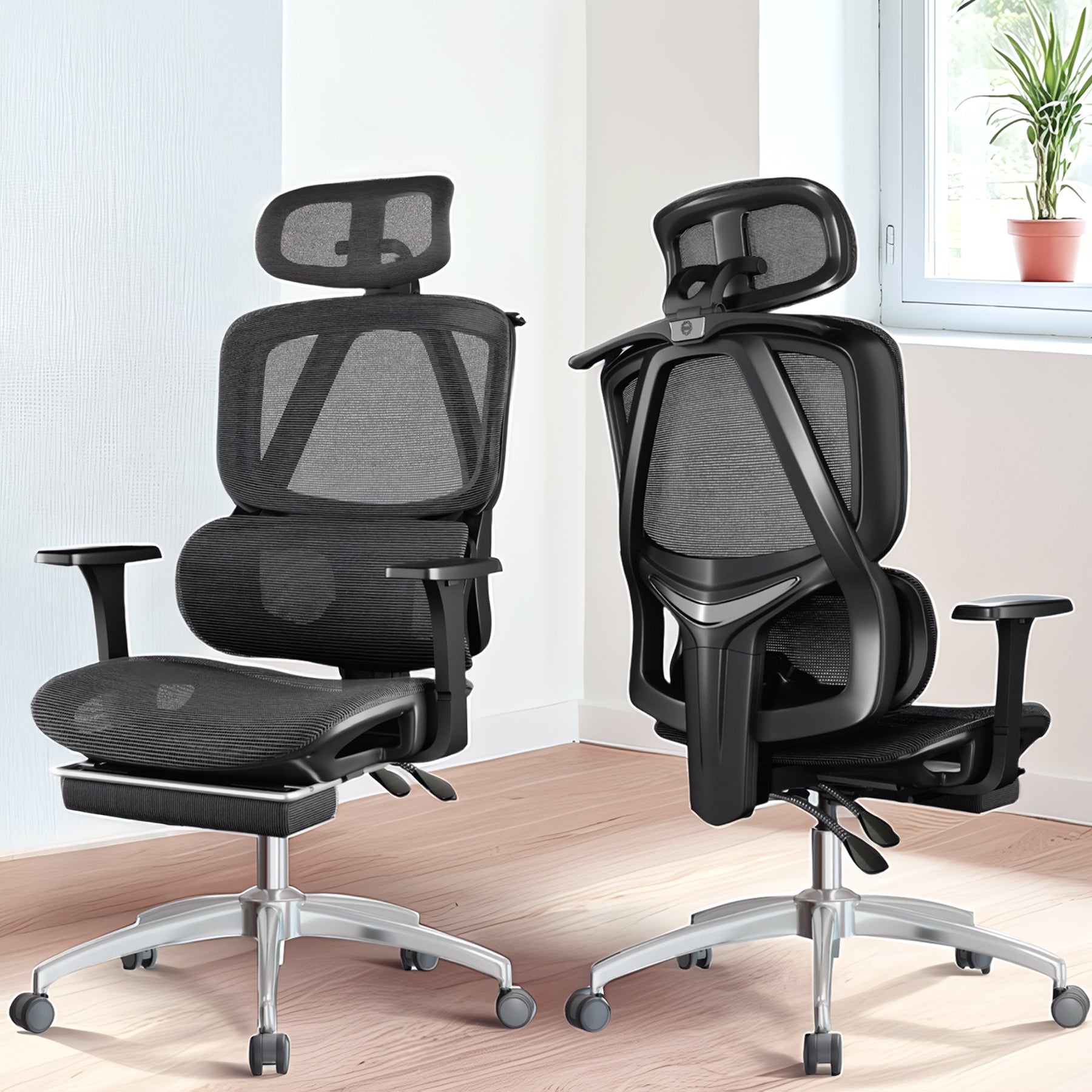 Silla Ergonómica OUO T20 para Oficina | Base de Acero Reforzado y Reposapiés Extensible