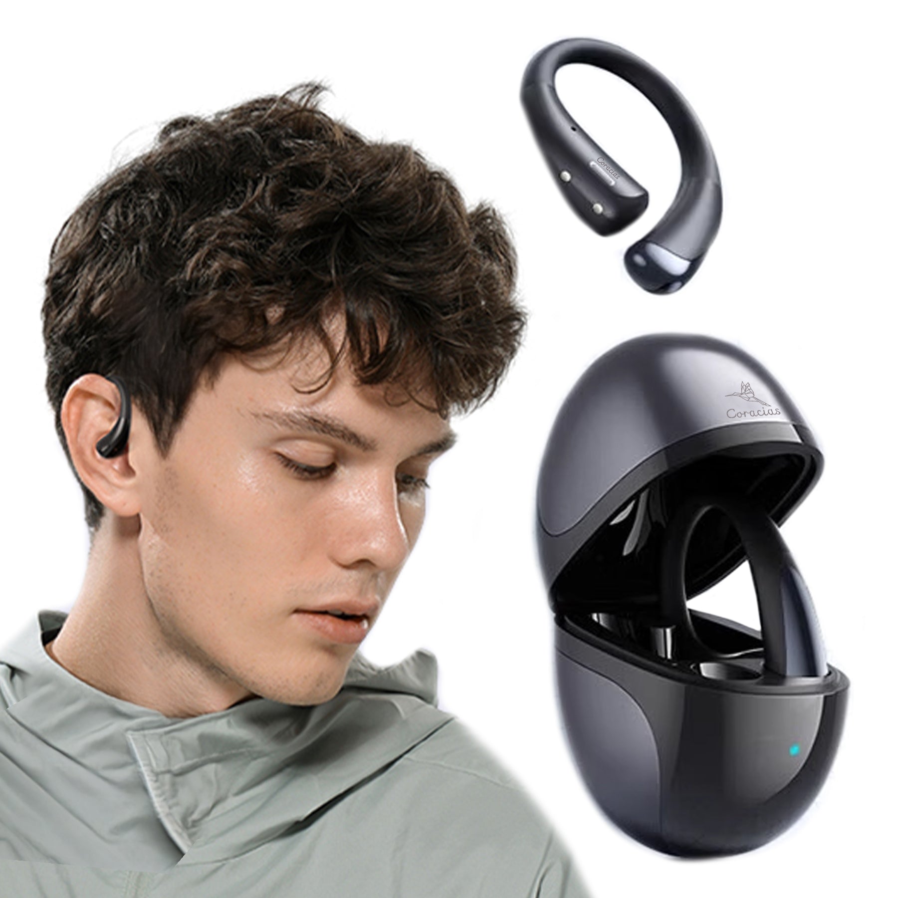 Auriculares Inalámbricos Bluetooth 5.4, Sonido 3D, Cancelación de Ruido AI, Ultraligeros 4.8g, IPX4 Resistentes al Agua, 90 Días en Espera, Controles Táctiles – CORACIAS OS1