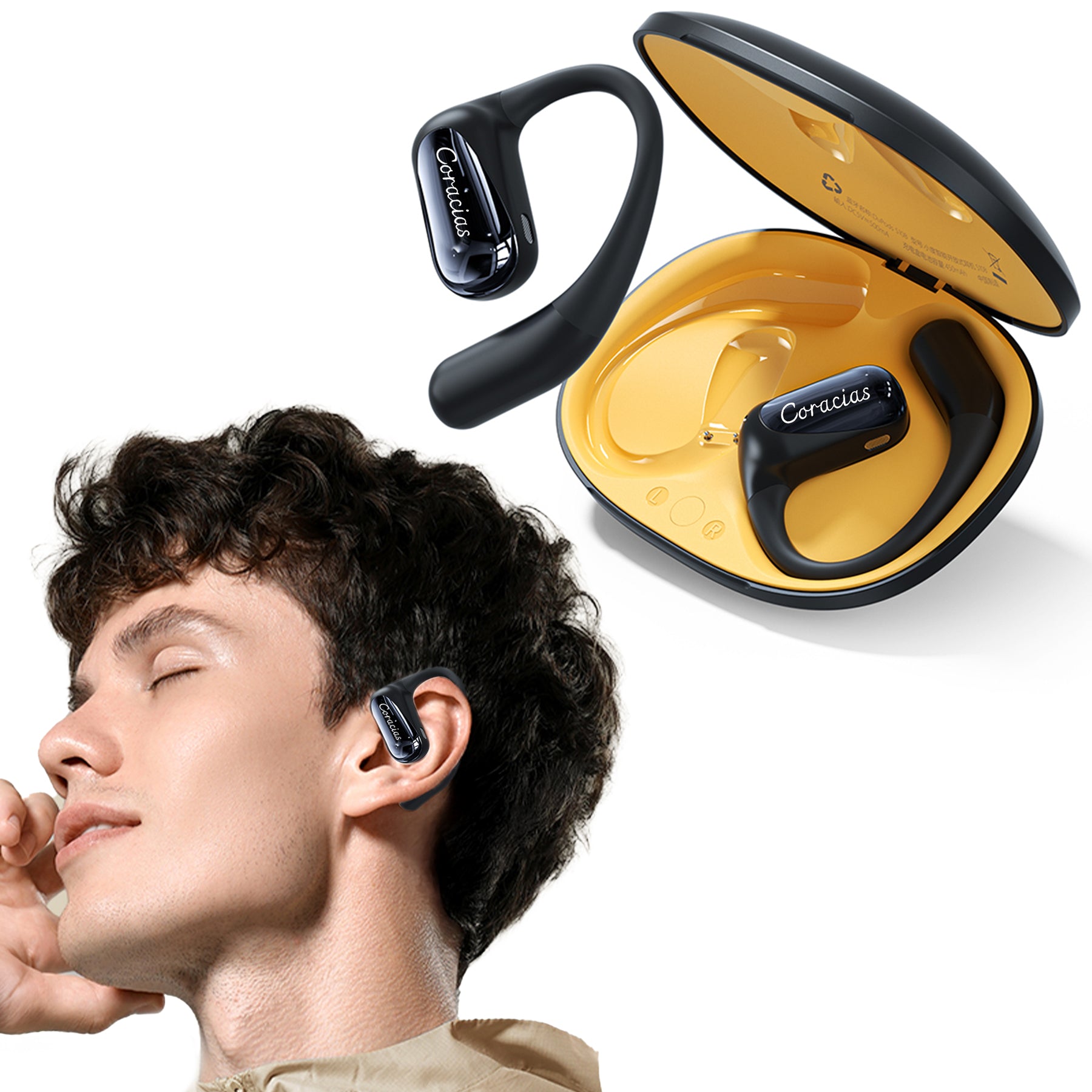 CORACIAS OS3 Auriculares Bluetooth 5.4 Inalámbricos, Diseño Abierto Ultraligero, Sonido Envolvente 3D, Cancelación de Ruido AI, IPX4, 32h de Batería, Micrófono HD, Controles Táctiles