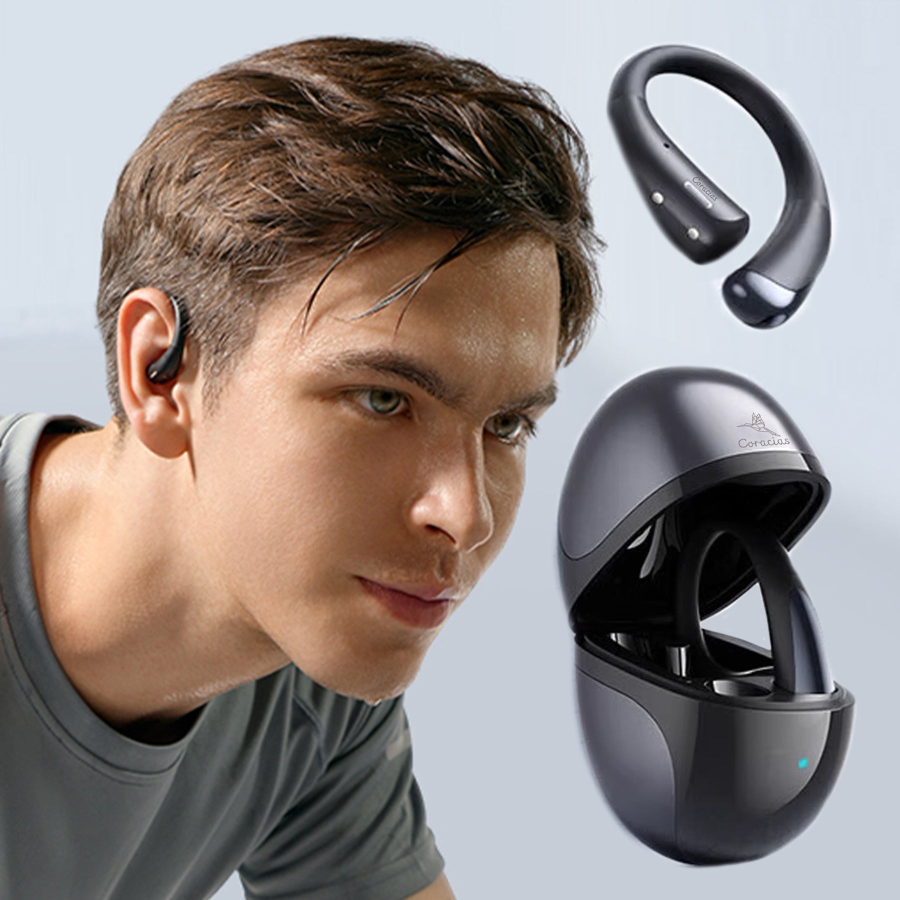 Auriculares Inalámbricos Bluetooth 5.4, Sonido 3D, Cancelación de Ruido AI, Ultraligeros 4.8g, IPX4 Resistentes al Agua, 90 Días en Espera, Controles Táctiles – CORACIAS OS1