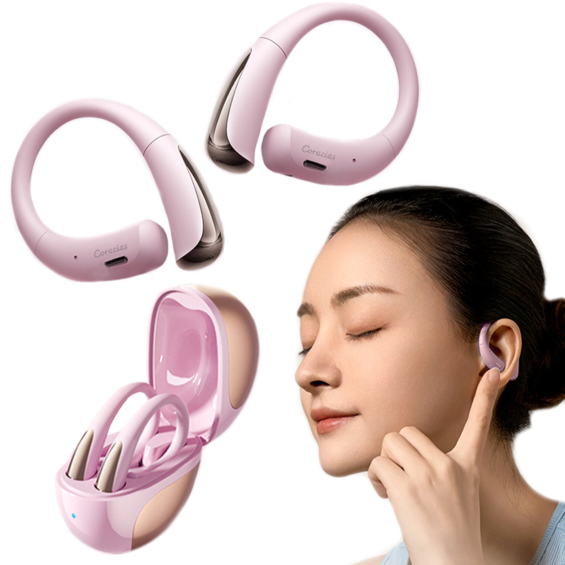 Auriculares Inalámbricos Bluetooth 5.4, Sonido 3D, Cancelación de Ruido AI, Ultraligeros 4.8g, IPX4 Resistentes al Agua, 90 Días en Espera, Controles Táctiles – CORACIAS OS1