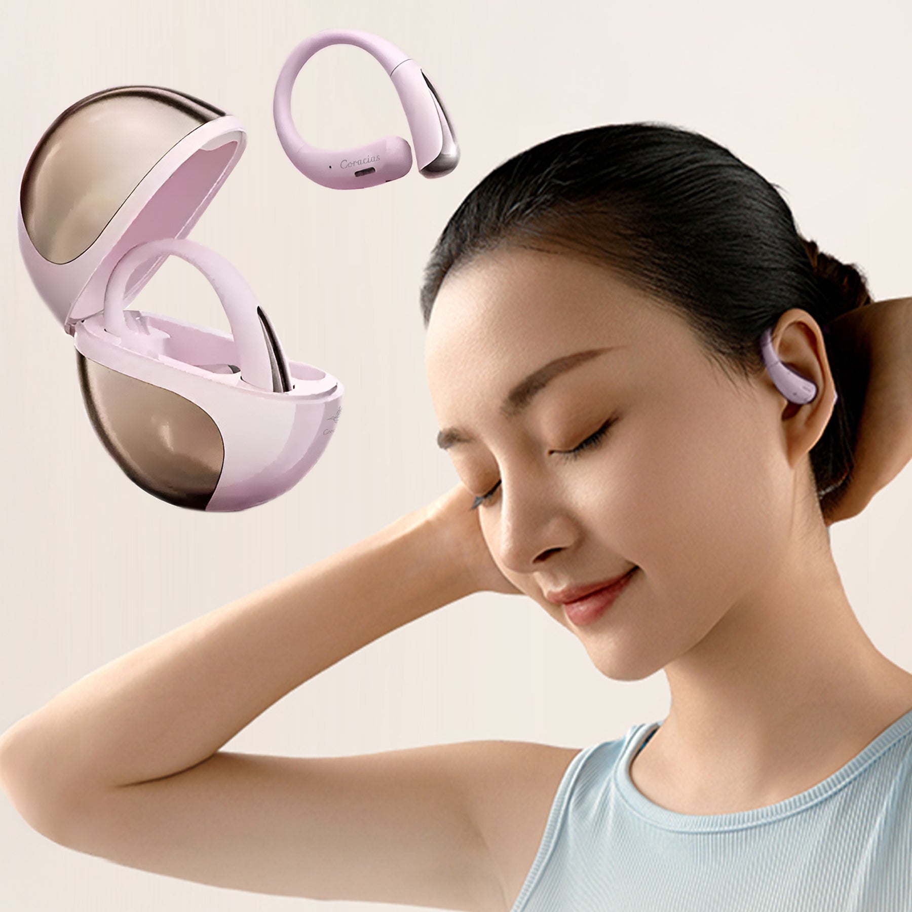 Auriculares Inalámbricos Bluetooth 5.4, Sonido 3D, Cancelación de Ruido AI, Ultraligeros 4.8g, IPX4 Resistentes al Agua, 90 Días en Espera, Controles Táctiles – CORACIAS OS1