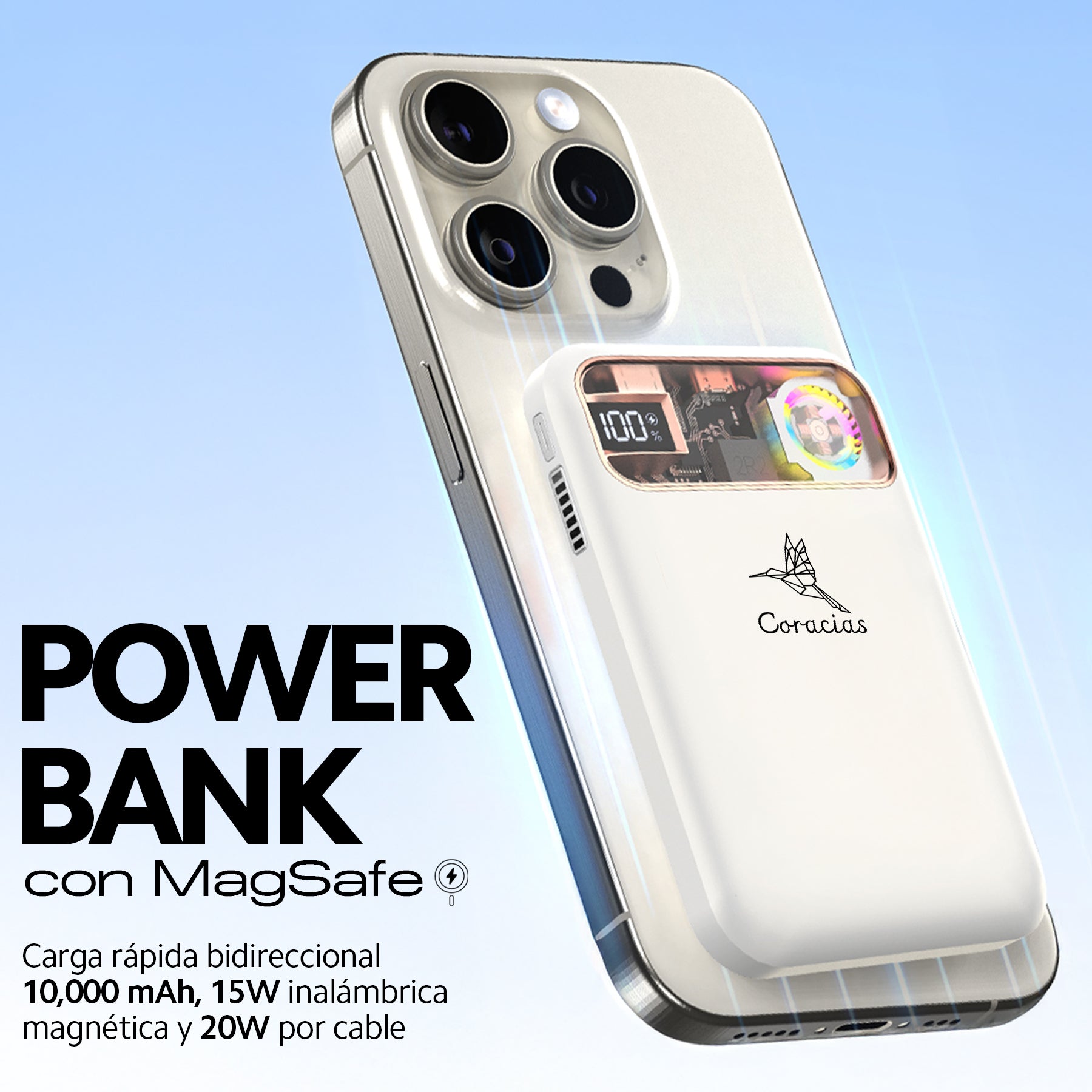 Power Bank Inalámbrica Carga Rápida PD20W CORACIAS P1