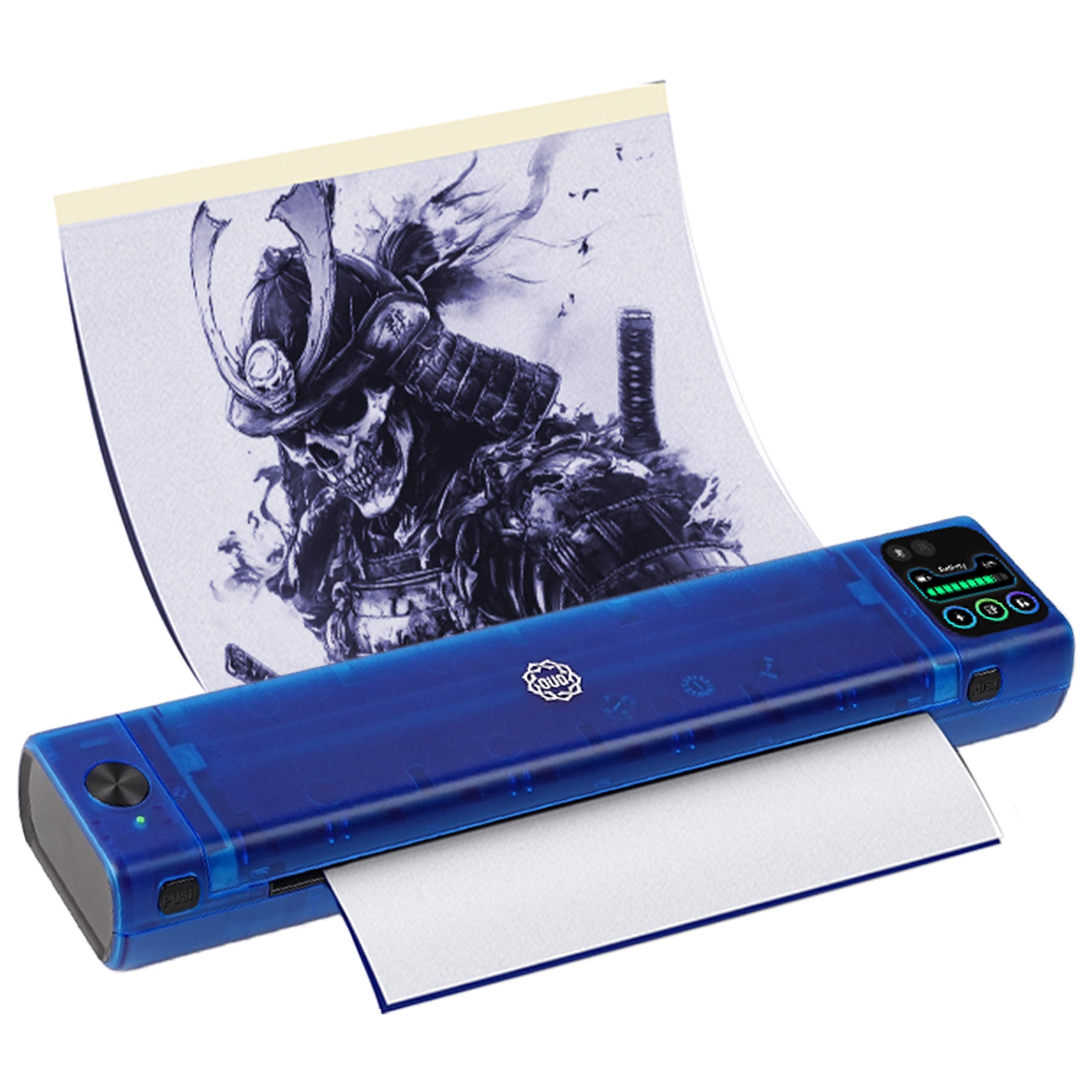 Termoimpresora para tatuajes OUO con pantalla HD, impresión clara, conexión inalámbrica y diseño compacto.