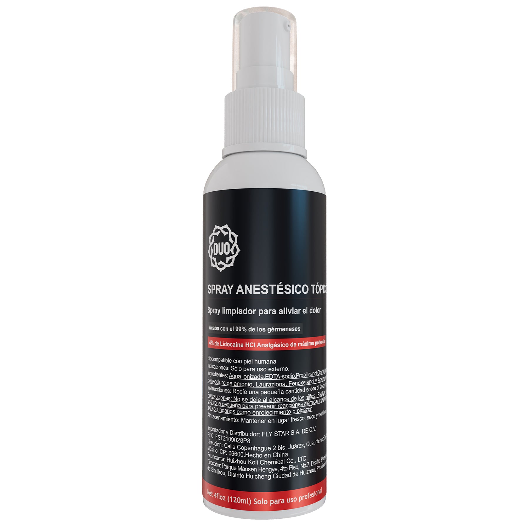 Spray Anestésico Tópico OUO | Alivio del Dolor y Protección Antiséptica (120 ml)