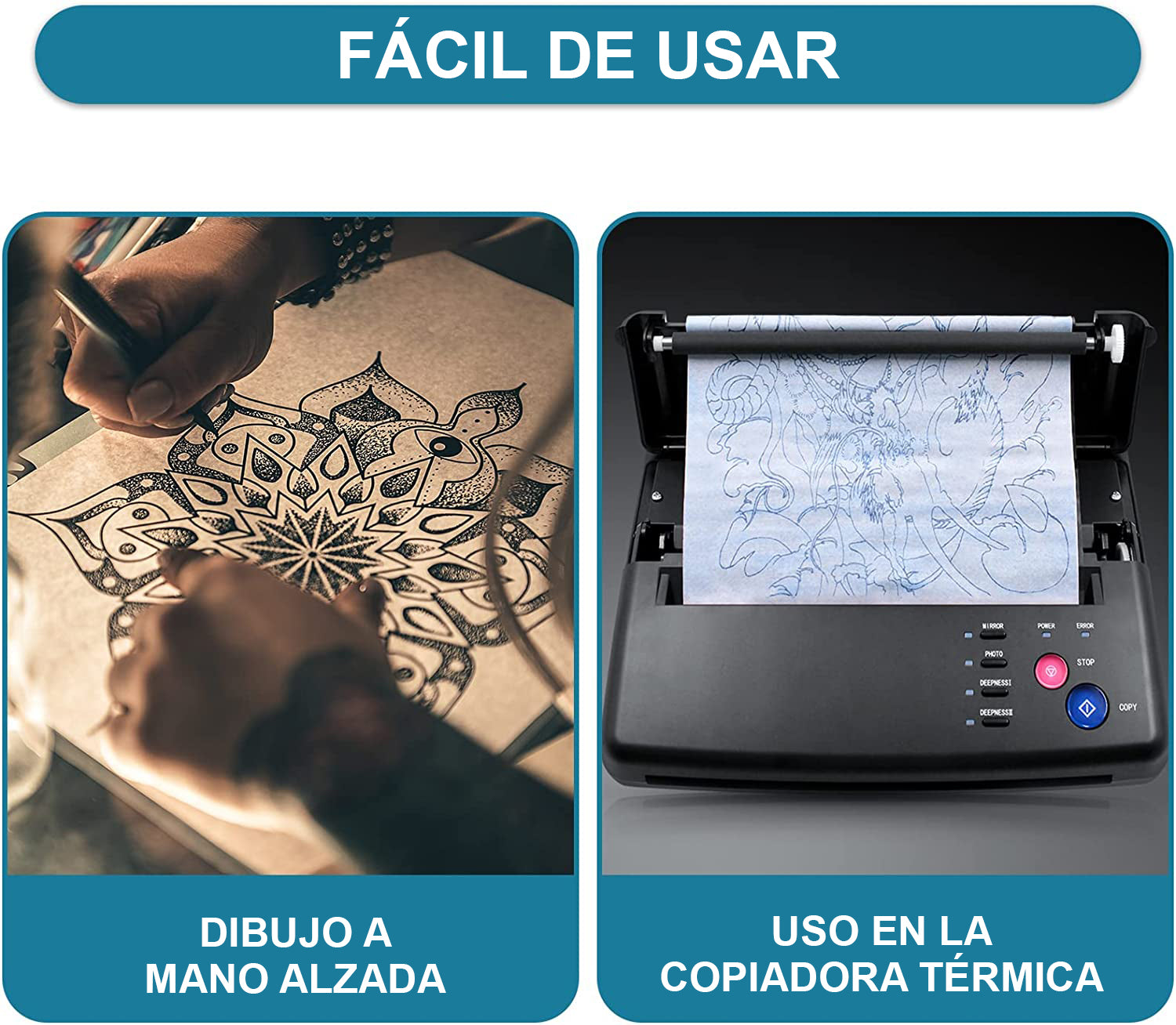 Papel Hectográfico para Transfer de Tatuaje OUO | Stencil Térmico Profesional (100 Pzs, A4)