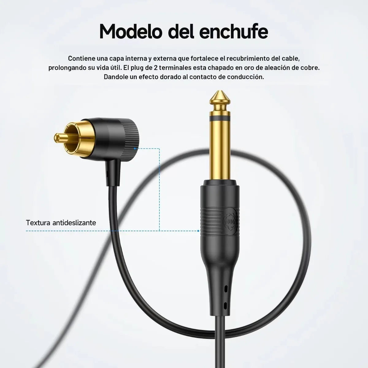 Cable RCA para Máquina de Tatuaje OUO | Antideslizante, Súper Duradero y Resistente (Sin Empaque)