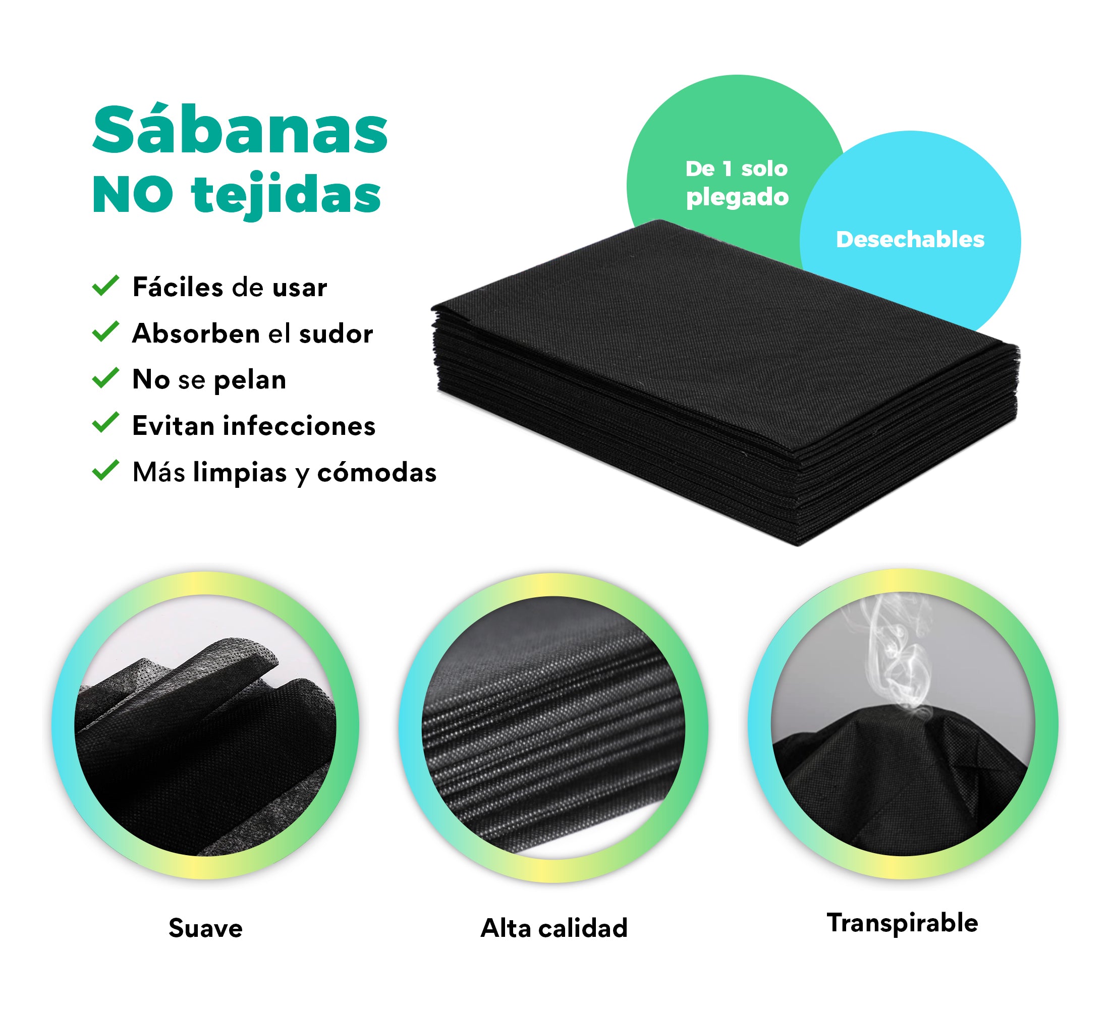 Sábanas Desechables Gruesas para Camilla de Masaje y Tatuaje by OUO | Higiénicas, Suaves y Transpirables (80x200 cm)