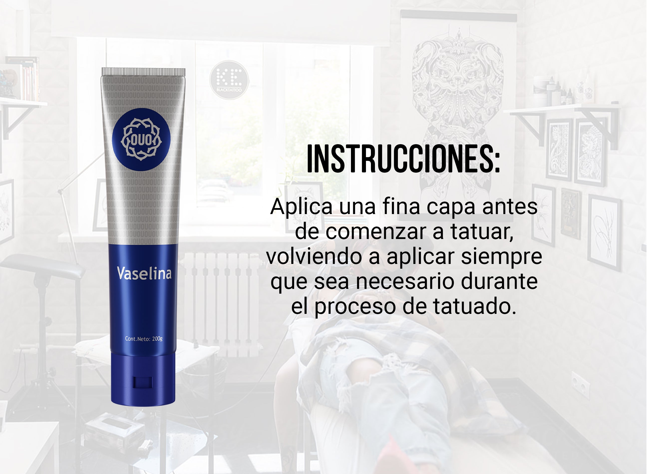 Kit de Insumos para Tatuar OUO | Vaselina, Espuma Antiséptica y Stencil