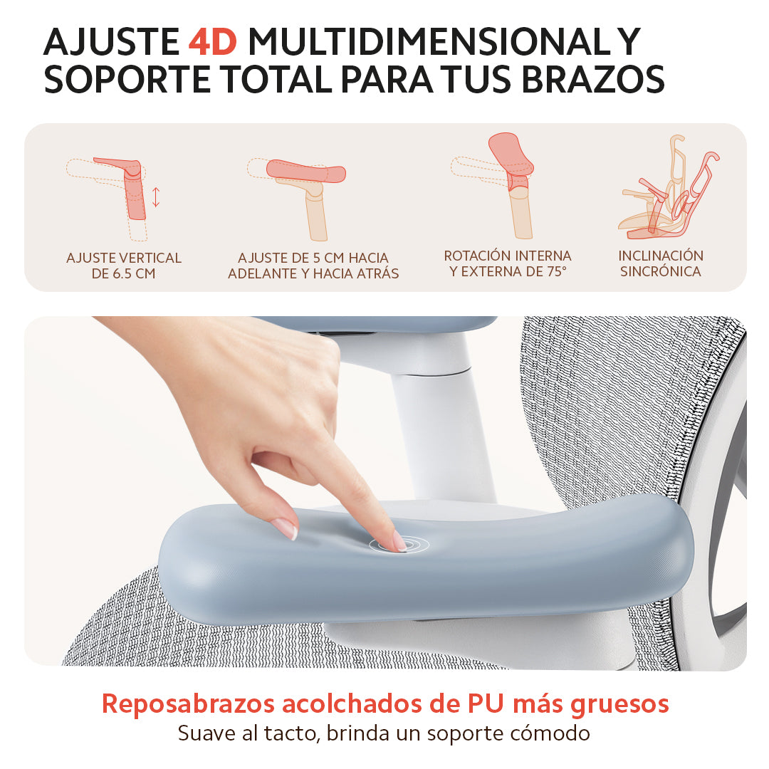 Silla Ergonómica SIHOO S100 | Soporte Lumbar Autoadaptable y Reposabrazos 4D