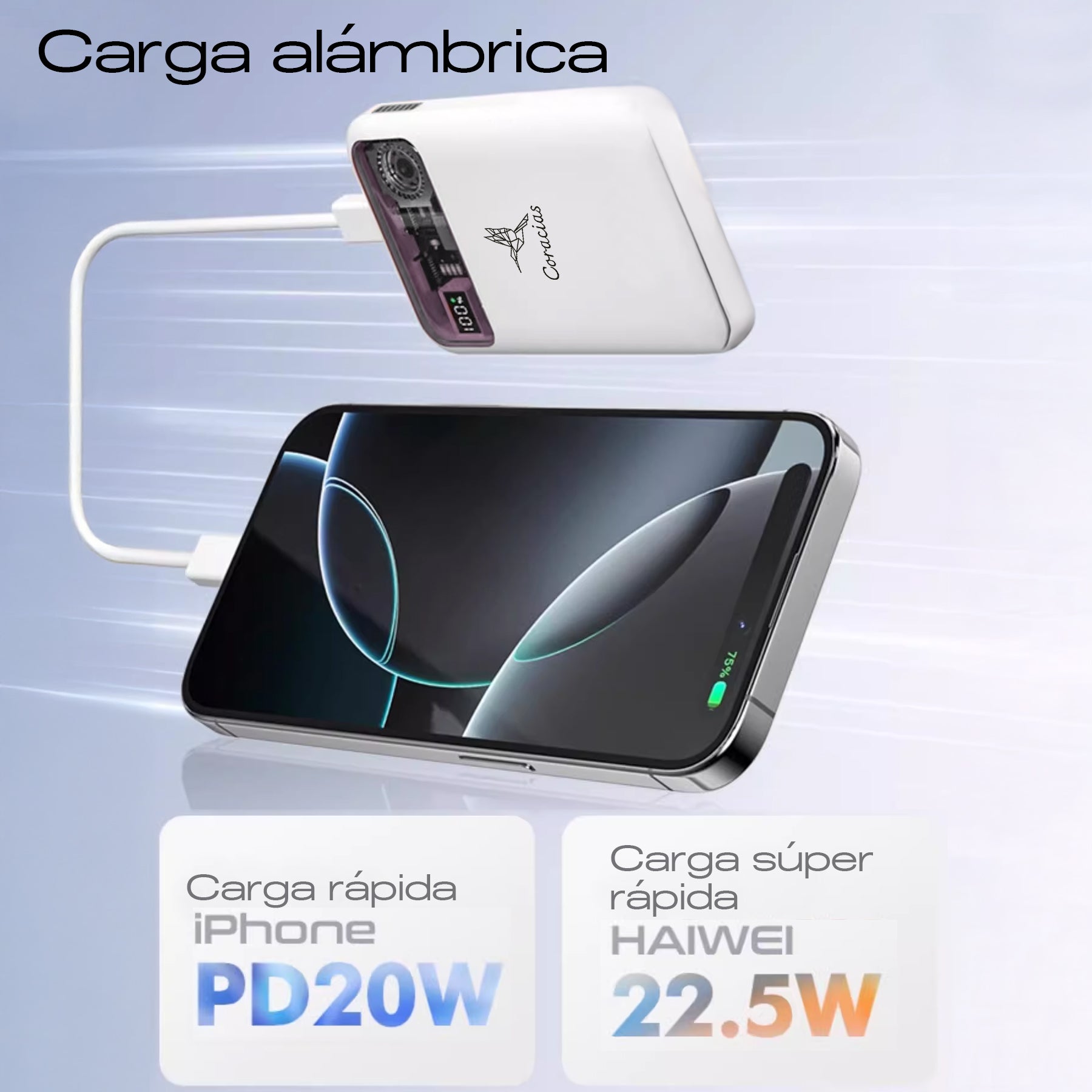 Power Bank Inalámbrica Carga Rápida PD20W CORACIAS P1