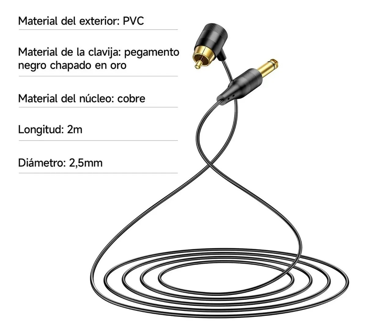 Cable RCA para Máquina de Tatuaje OUO | Antideslizante, Súper Duradero y Resistente(Con Empaque)