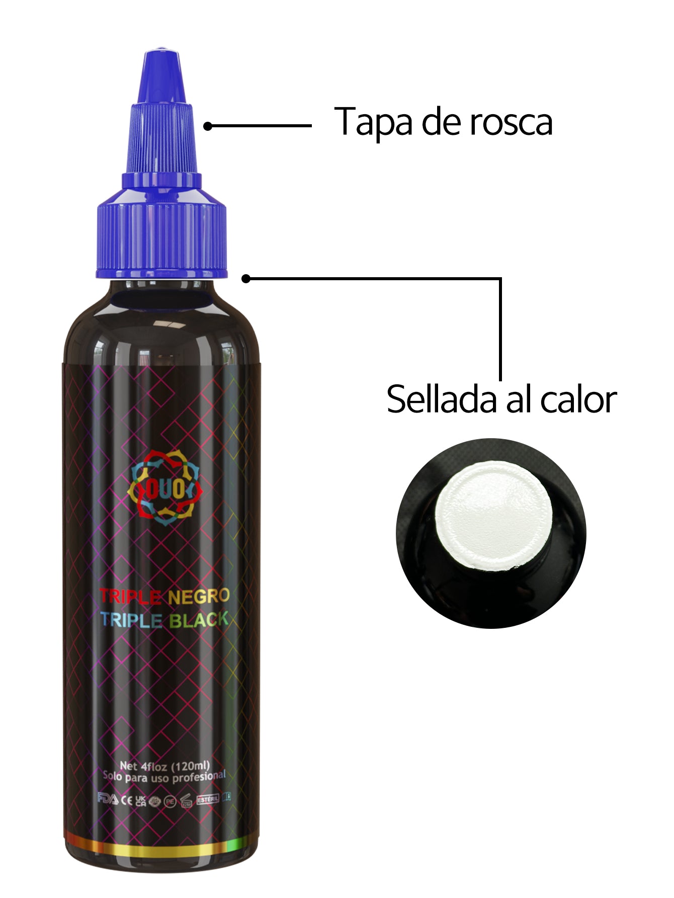 Tinta para Tatuar OUO Triple Negro | Pigmentación Intensa y Profesional (120ml)