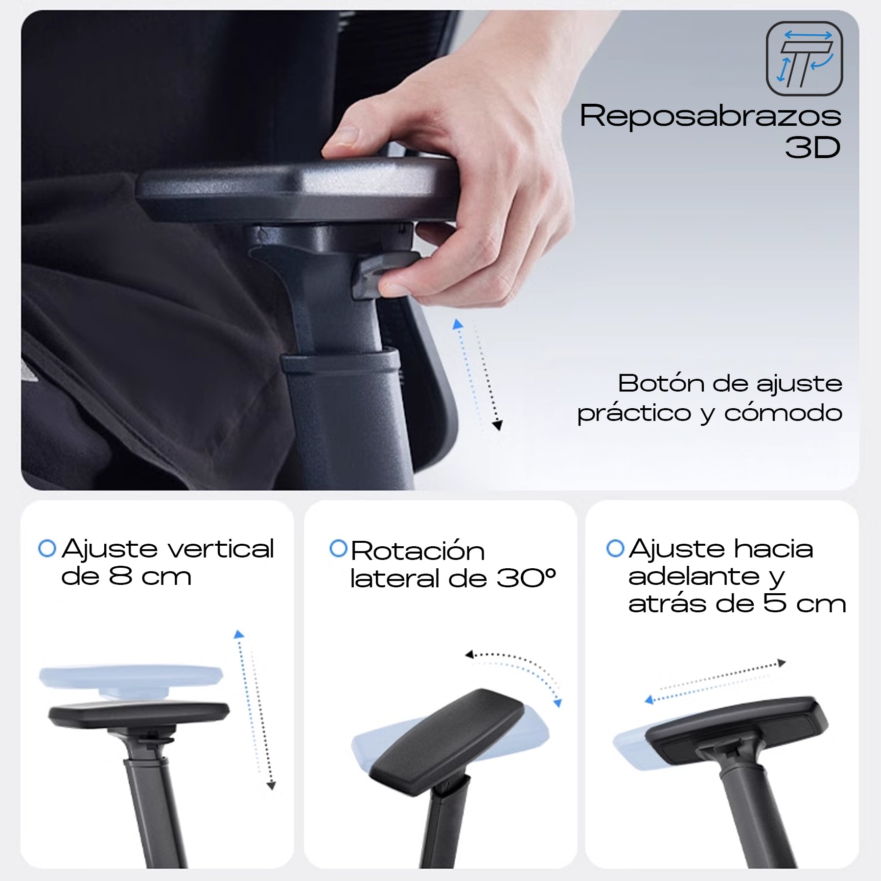 Silla de Oficina Ergonómica OUO T70 Lite | Soporte Lumbar Ajustable y Reposacabezas Rotativo