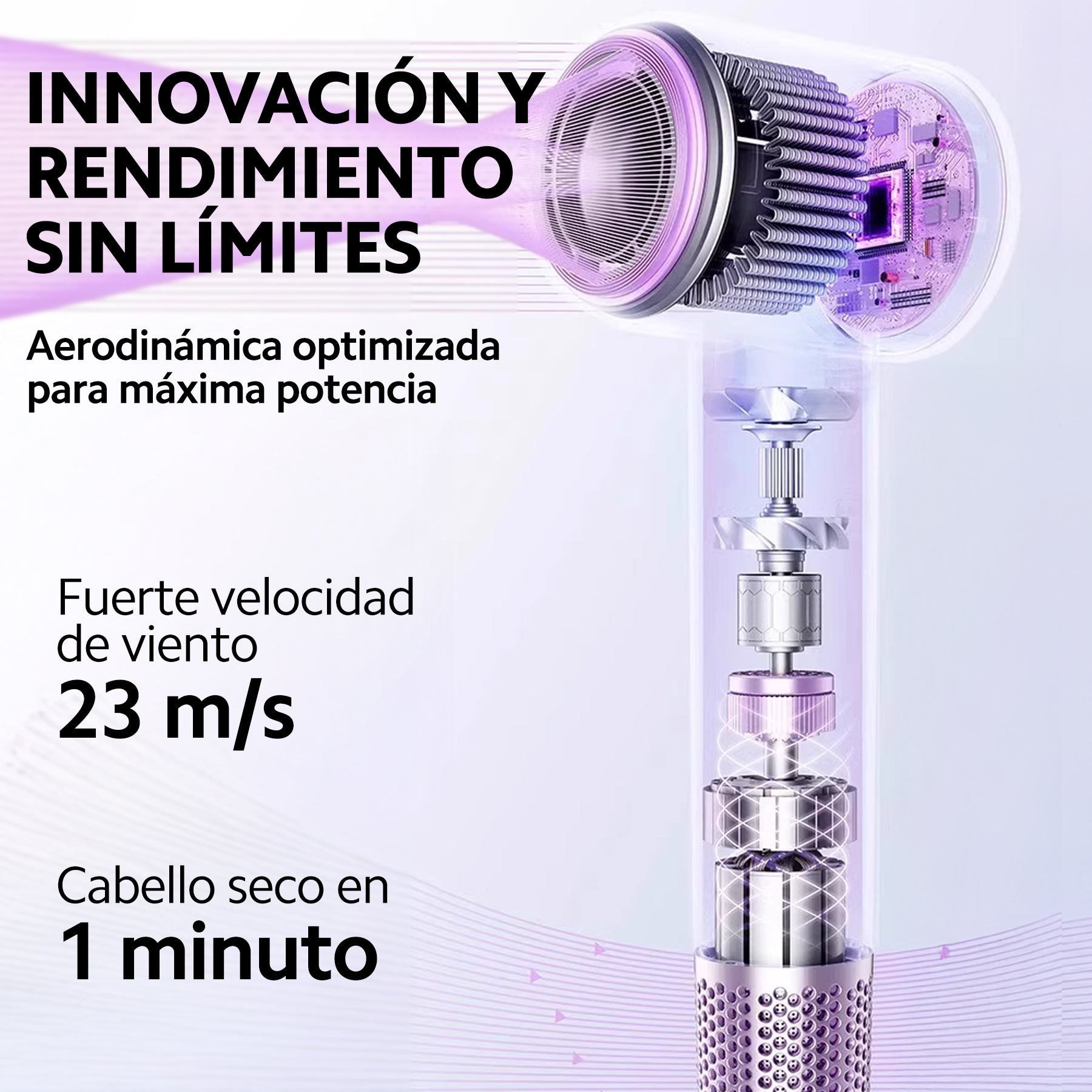 Secadora de Cabello con Iones Negativos, Difusor para Rizos y Boquilla Alaciadora | OUO 110,000 RPM Ligera, Silenciosa y Profesional