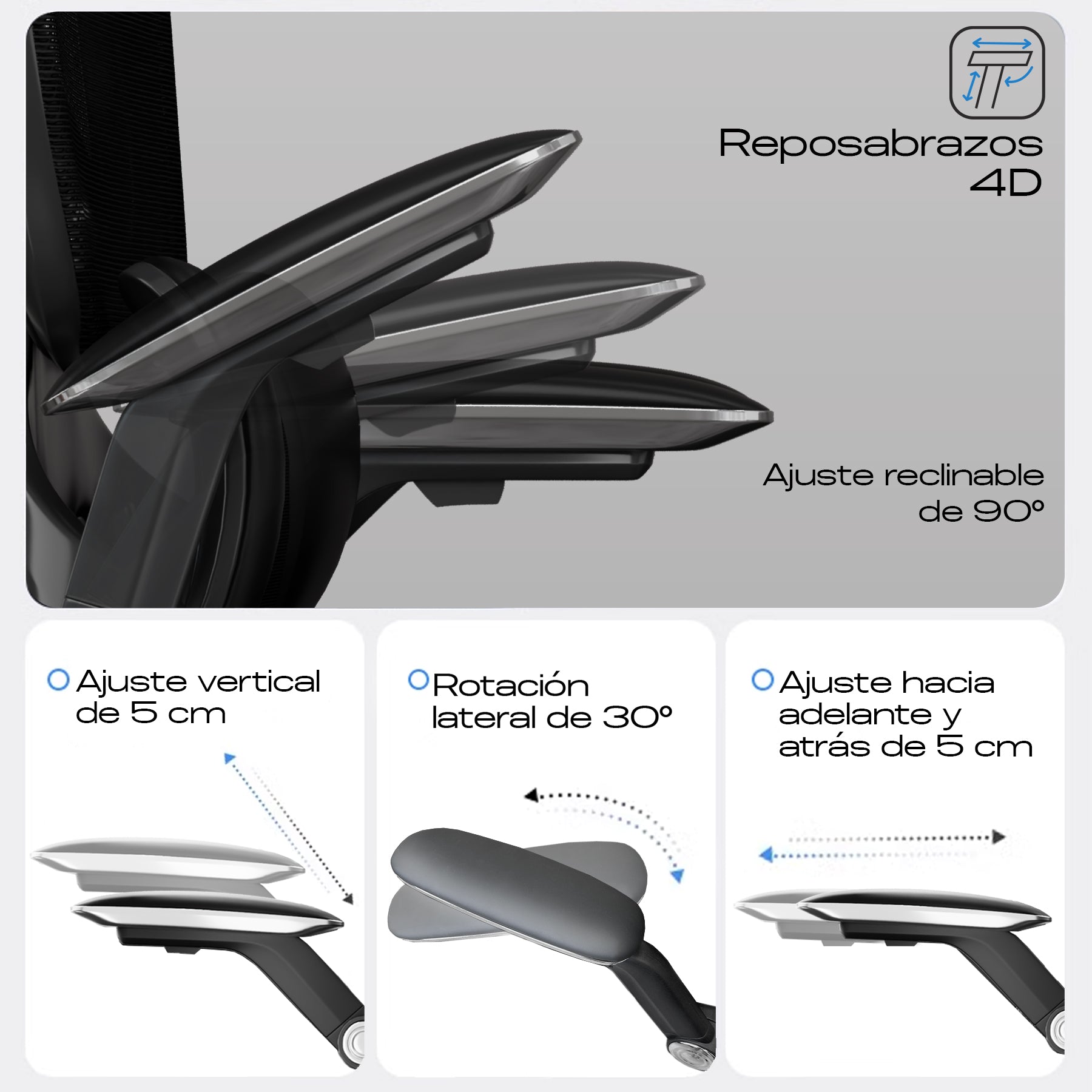 Silla de Oficina, Reposapiés, Reclinable, Cómoda OUO T70W
