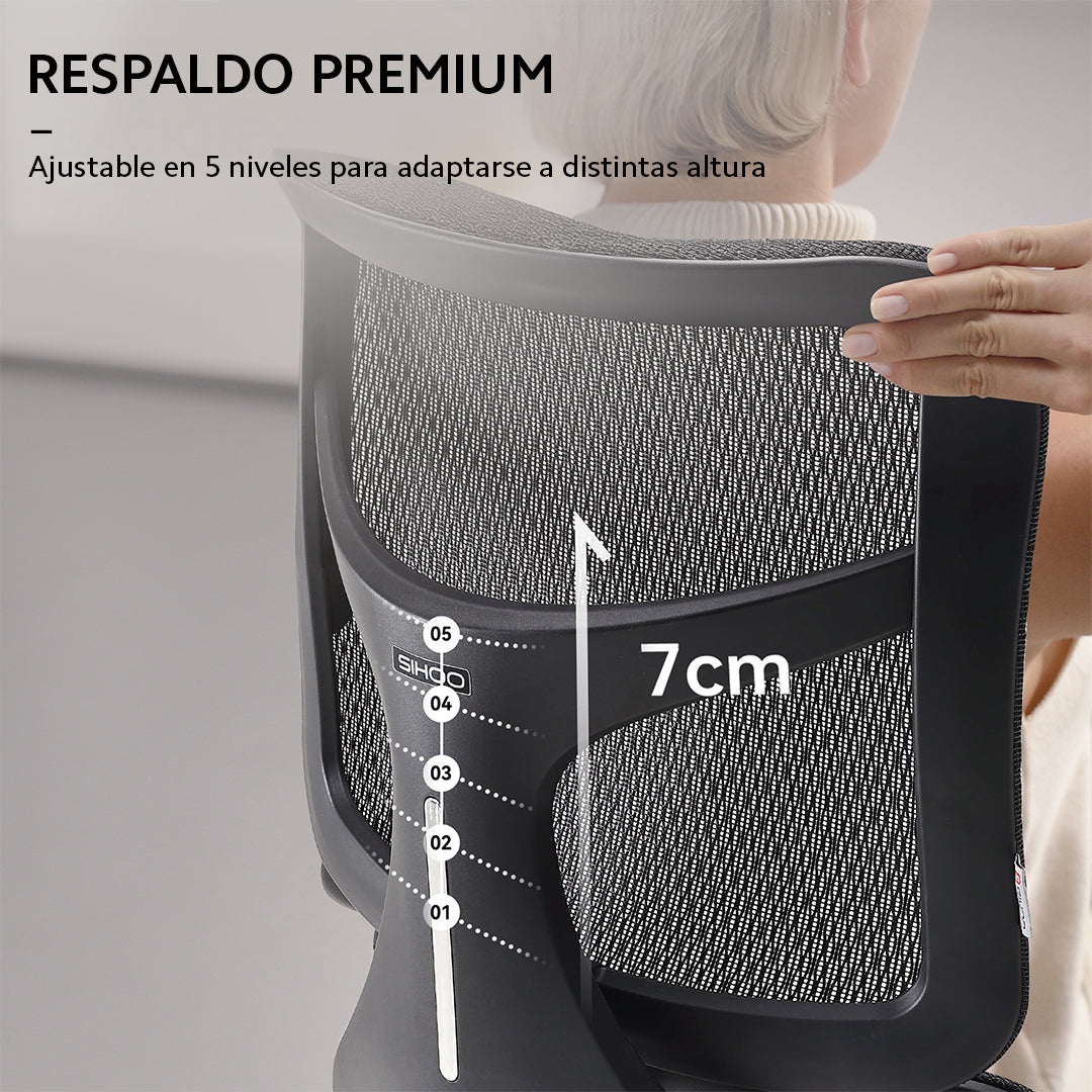 Silla Ergonómica SIHOO S100 | Soporte Lumbar Autoadaptable y Reposabrazos 4D