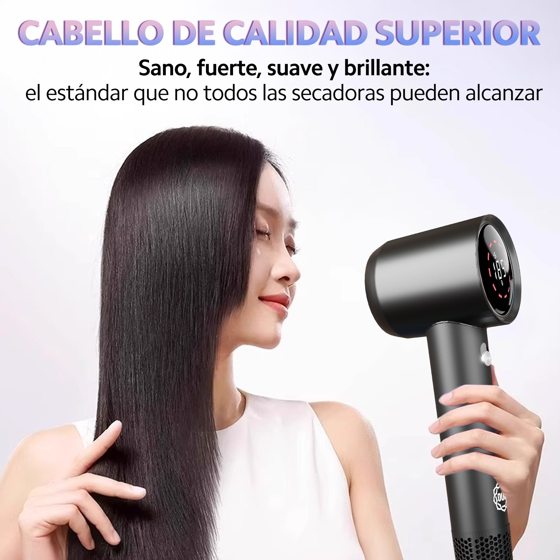 Secadora de Cabello con Iones Negativos, Difusor para Rizos y Boquilla Alaciadora | OUO 110,000 RPM Ligera, Silenciosa y Profesional