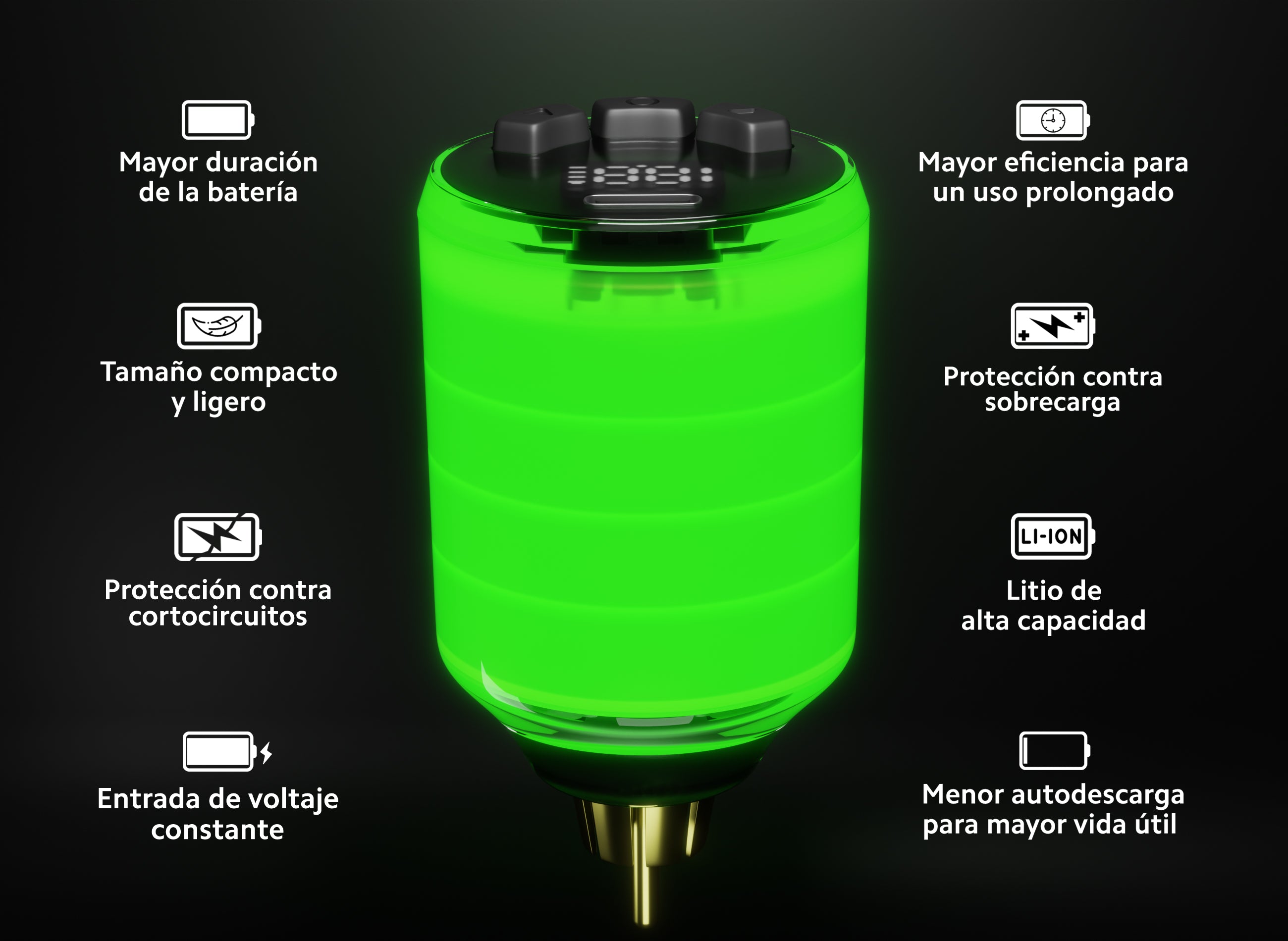 Batería Inalámbrica para Tatuar OUO Chollima Lite Pro | Carga Rápida, Pantalla LCD y Conexión RCA