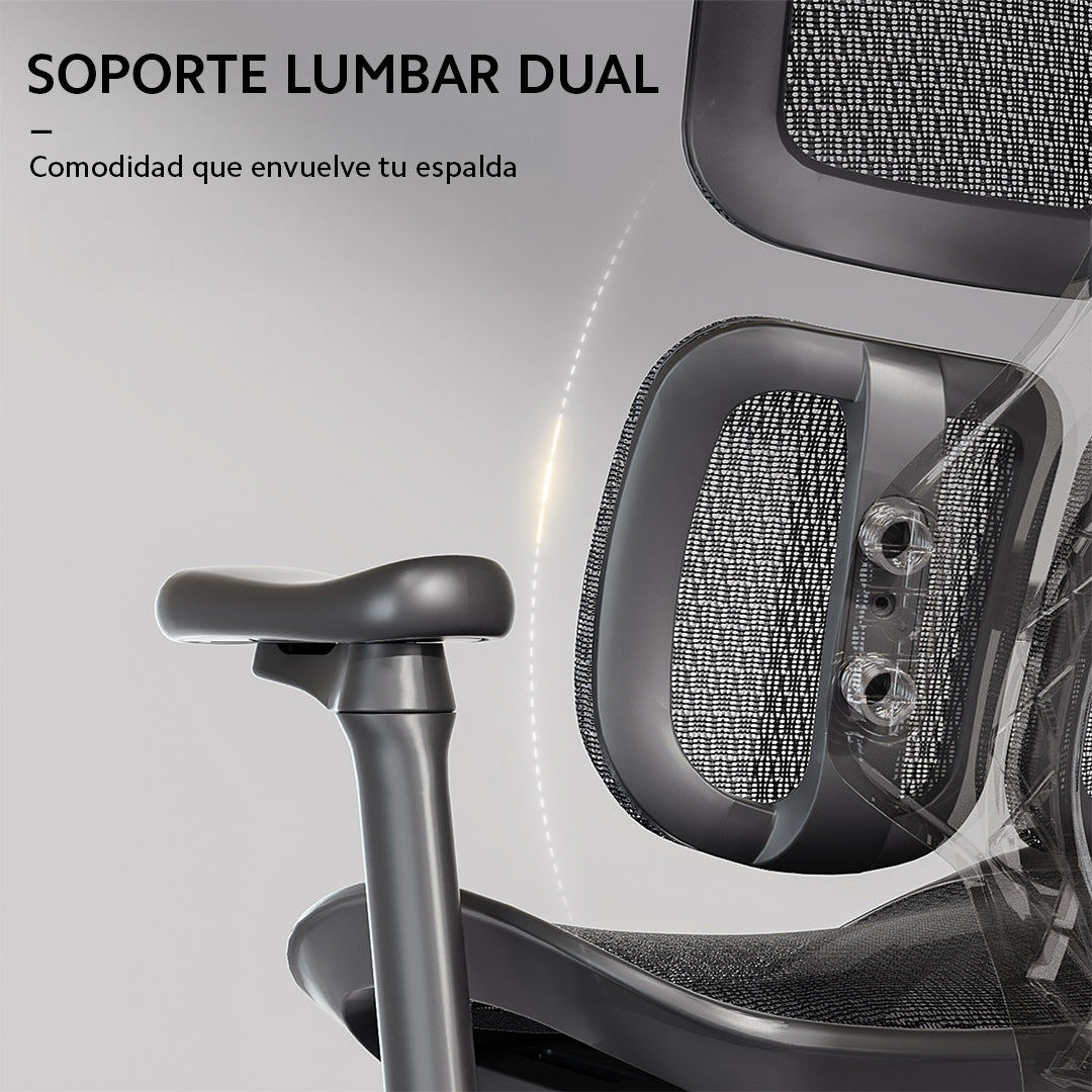 Silla Ergonómica SIHOO S100 | Soporte Lumbar Autoadaptable y Reposabrazos 4D