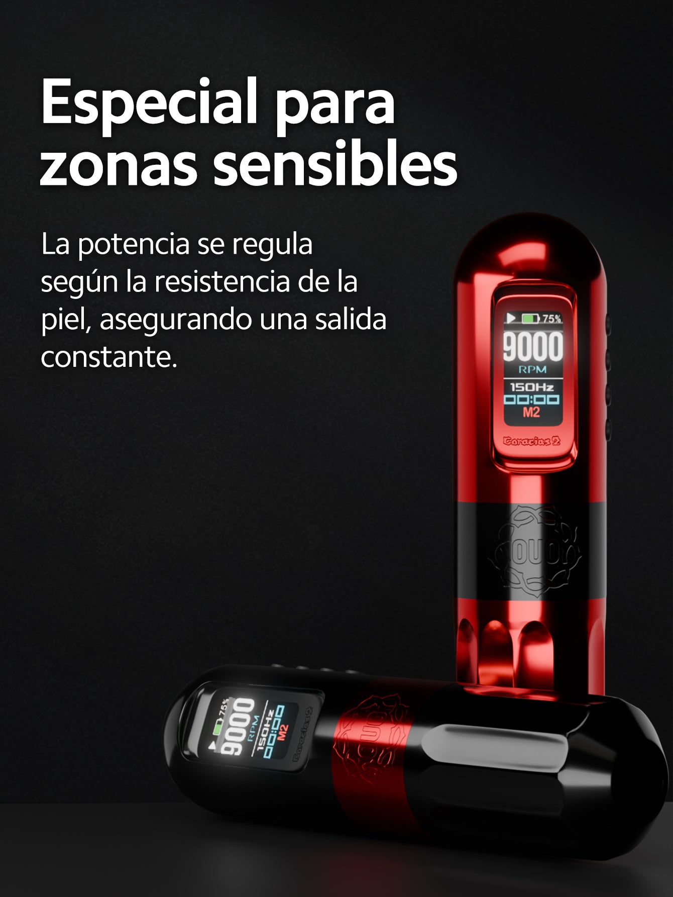 Máquina para Tatuar Inalámbrica OUO Coracias 2, Precisión y Control en Cada Trazo, con Carga Rápida, Pantalla HD y Stroke de 4 mm