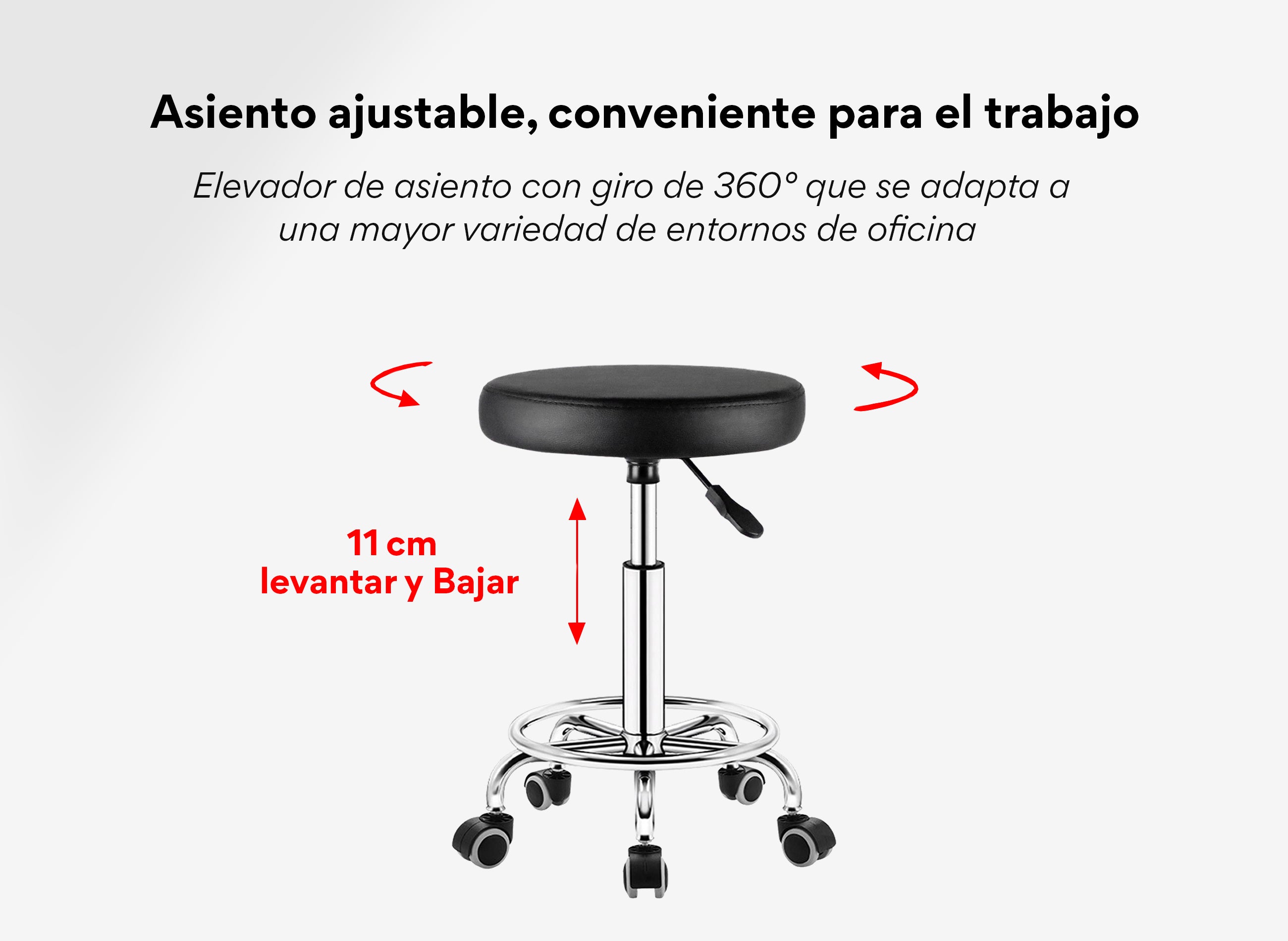 Banco Taburete Giratorio OUO | Ruedas Silenciosas y Ajuste Hidráulico para Spa, Tattoo y Salón