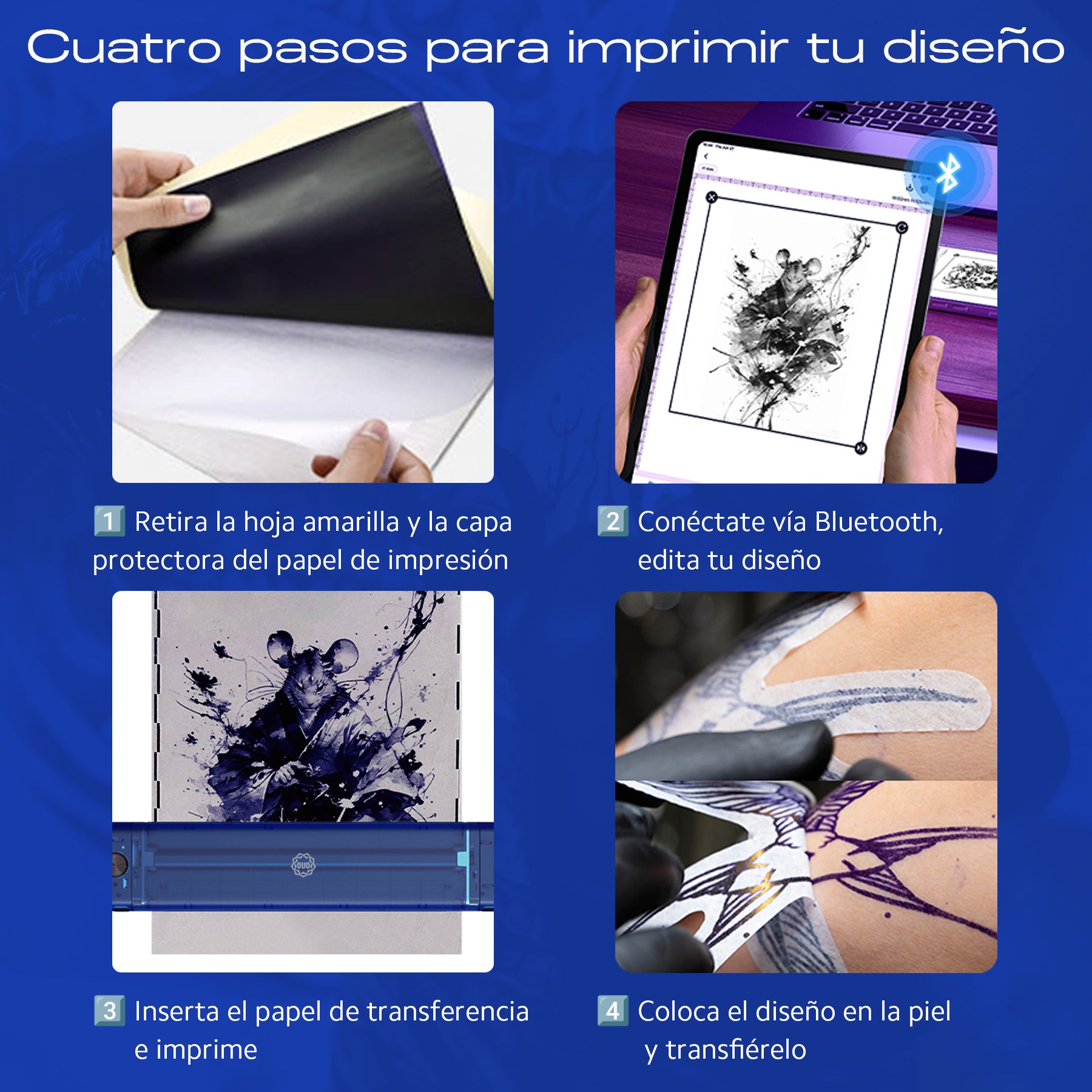Impresora de Tatuajes Térmica Inalámbrica OUO T08FS | Transferencias Precisas y Rápidas
