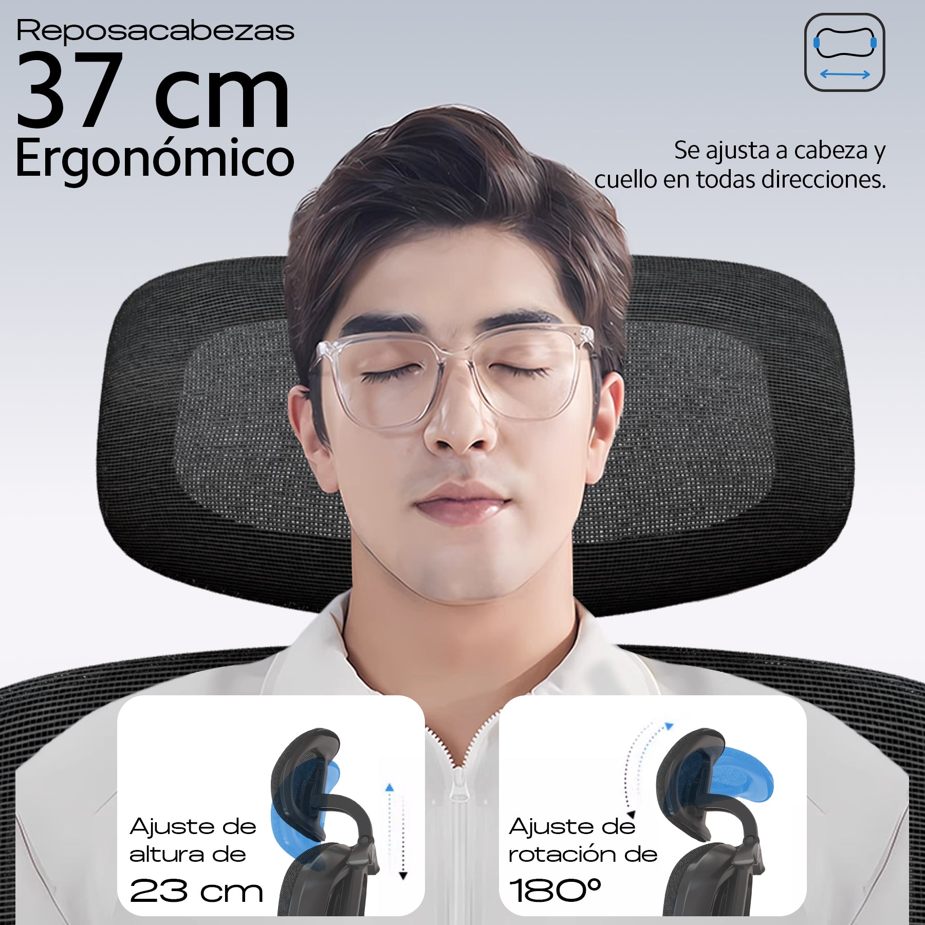 Silla de Oficina Ergonómica OUO T70 Lite | Soporte Lumbar Ajustable y Reposacabezas Rotativo