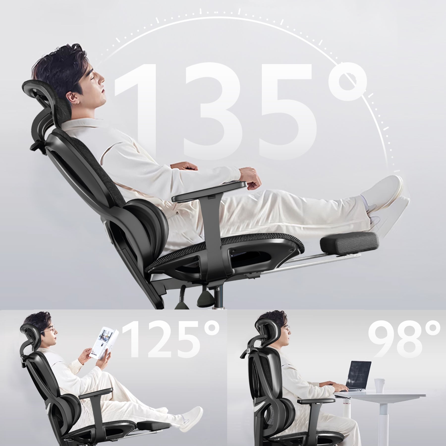 Silla de Oficina Ergonómica OUO T70 Lite | Soporte Lumbar Ajustable y Reposacabezas Rotativo