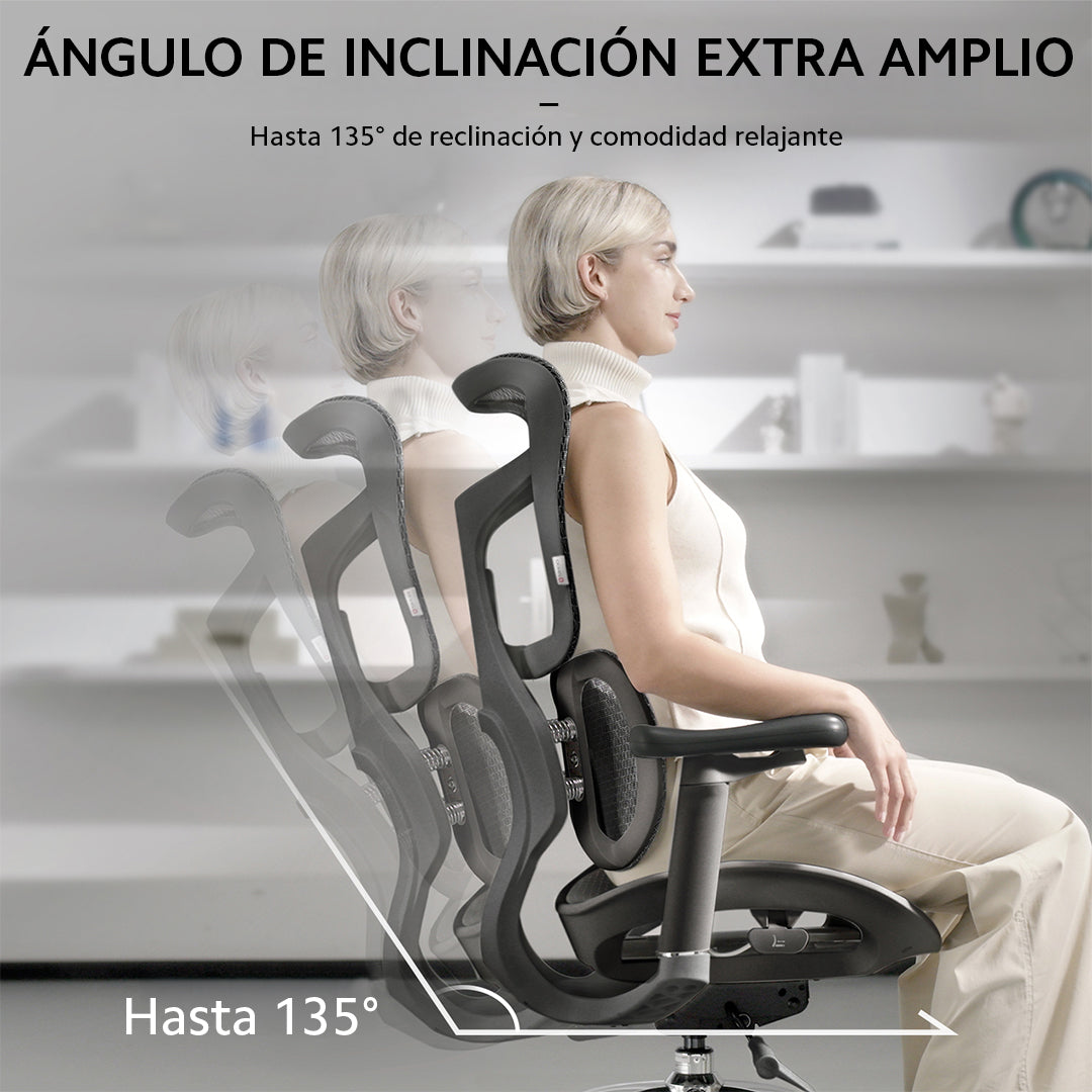 Silla Ergonómica SIHOO S100 | Soporte Lumbar Autoadaptable y Reposabrazos 4D