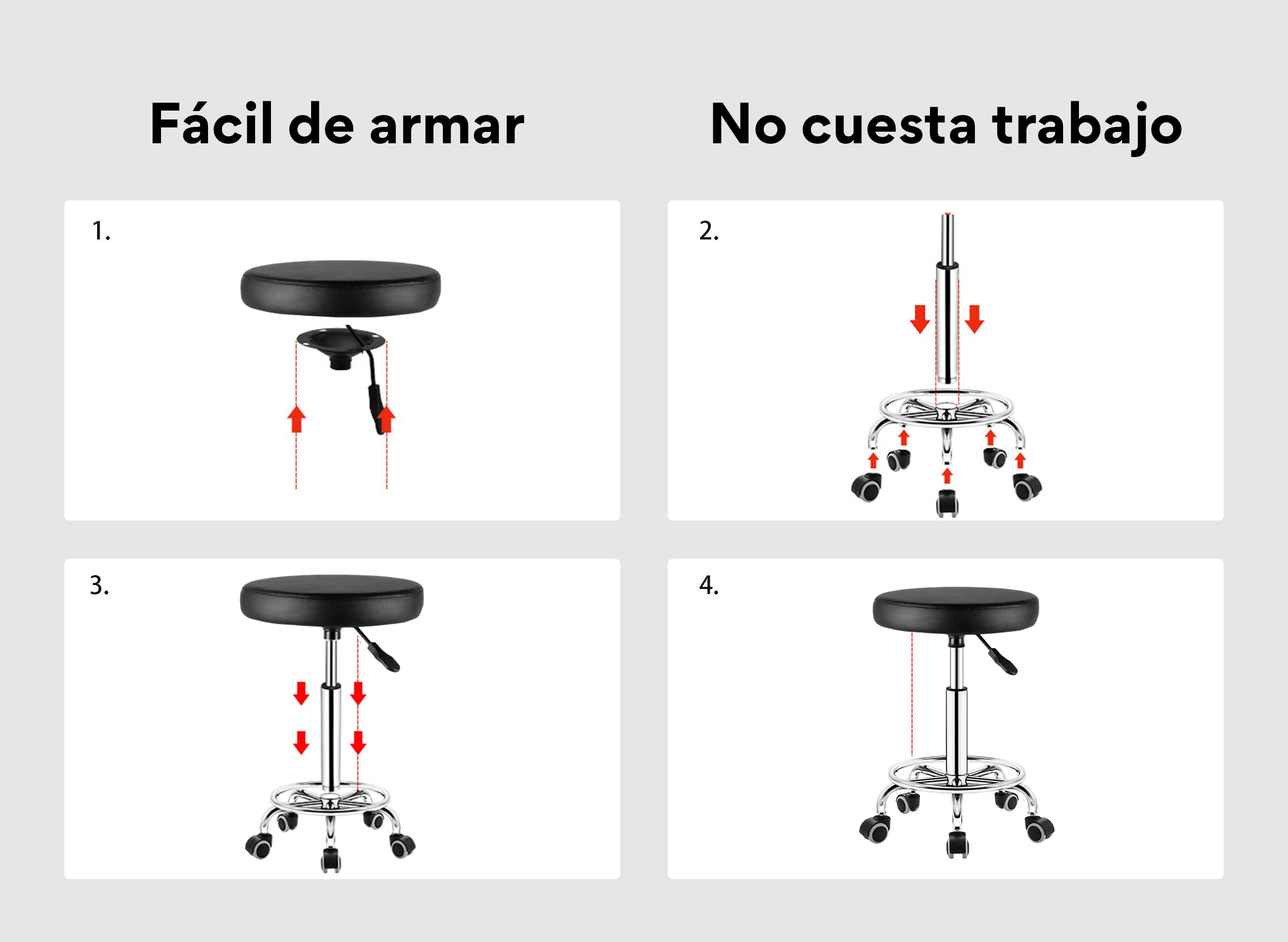 Banco Taburete Giratorio OUO | Ruedas Silenciosas y Ajuste Hidráulico para Spa, Tattoo y Salón