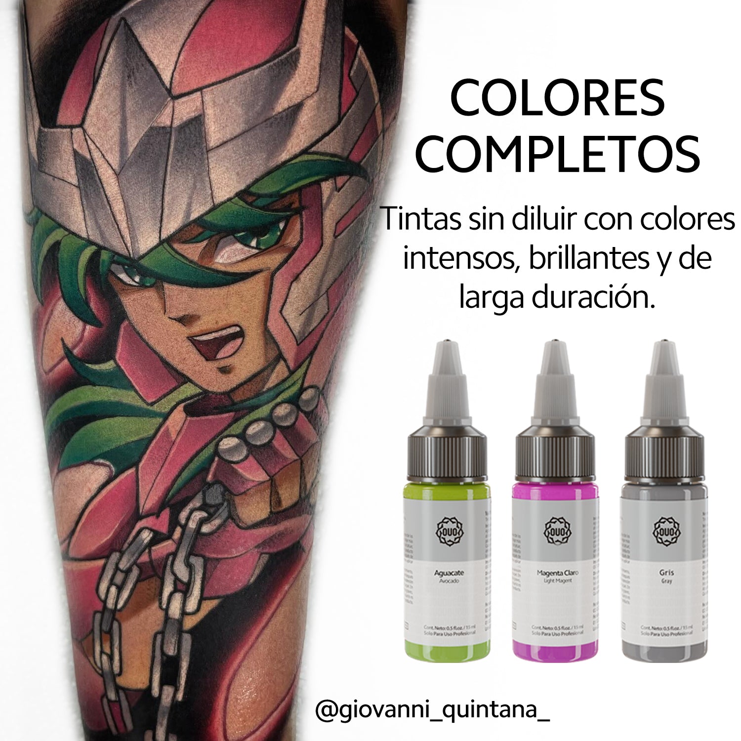 Kit de Tinta para Tatuar OUO | 18 Colores Vibrantes, Vegano y Profesional (15 ml c/u)