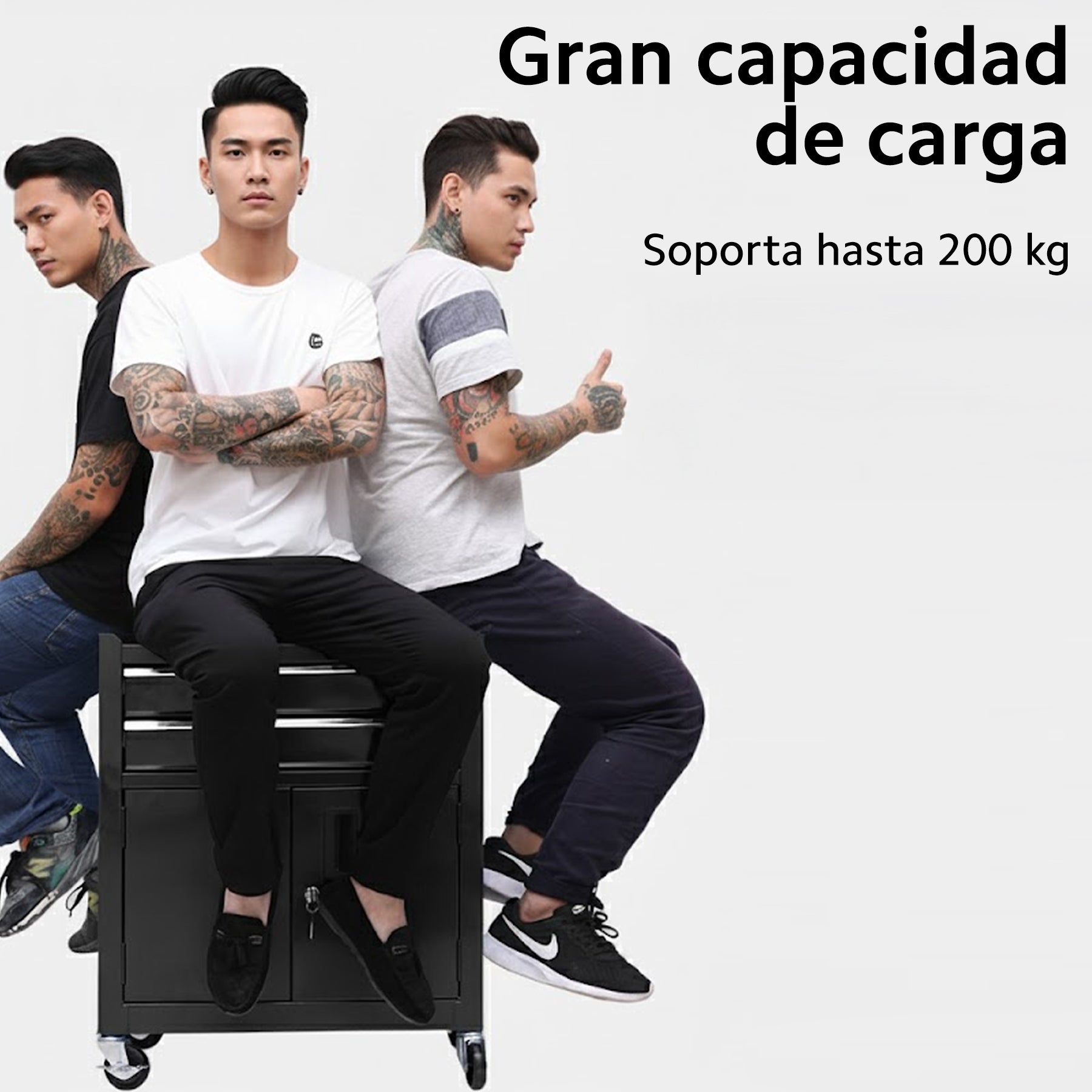 OUO Carrito de Trabajo Profesional Resistente 200kg con Ruedas y Cajones, Mesa Auxiliar para Tatuaje Estética Peluquería Spa Taller Estilistas Barbería | Estación Profesional con Cajones, Mesa de Trabajo y Organizador (Negro)