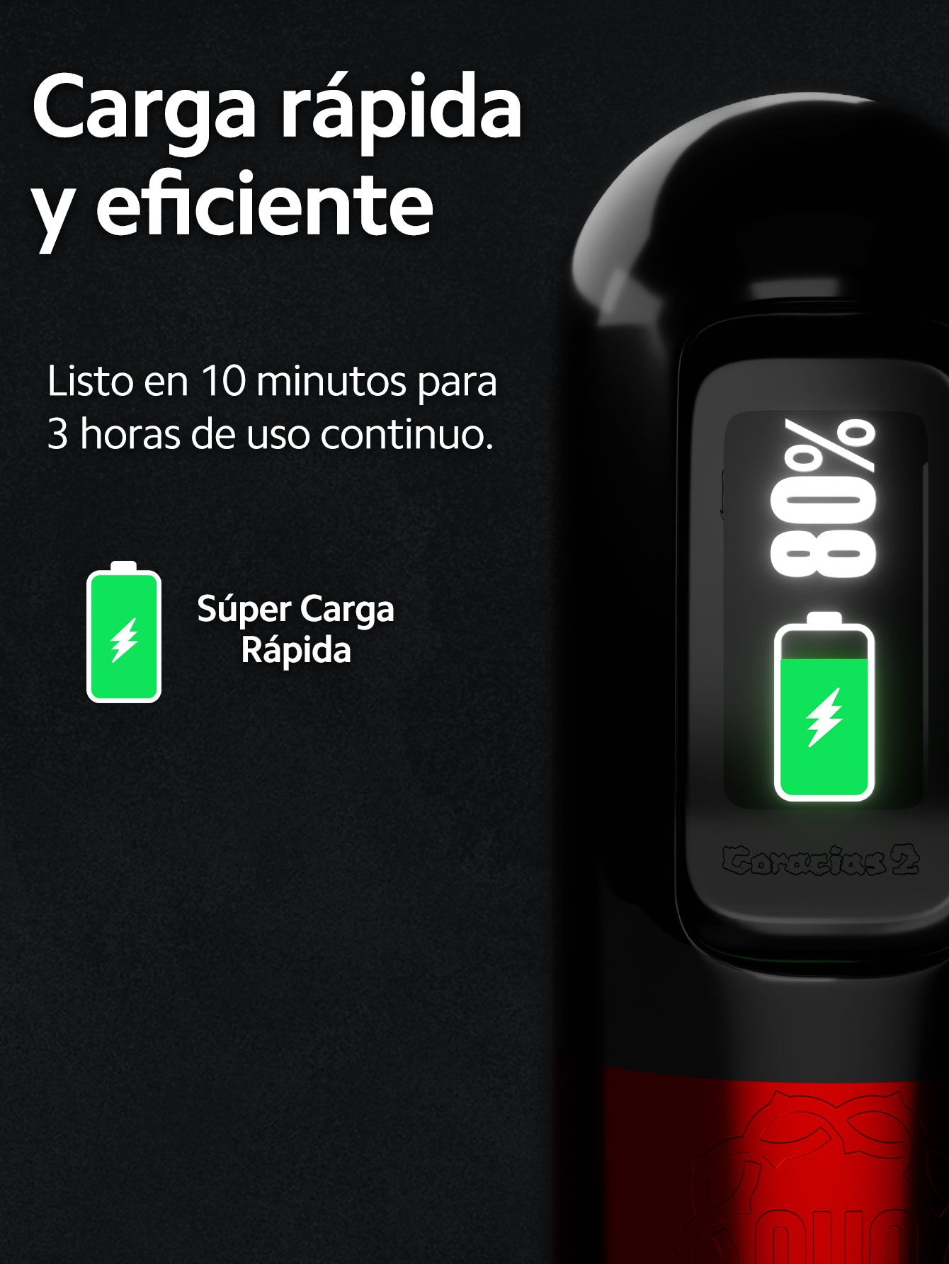 Máquina para Tatuar Inalámbrica OUO Coracias 2, Precisión y Control en Cada Trazo, con Carga Rápida, Pantalla HD y Stroke de 4 mm