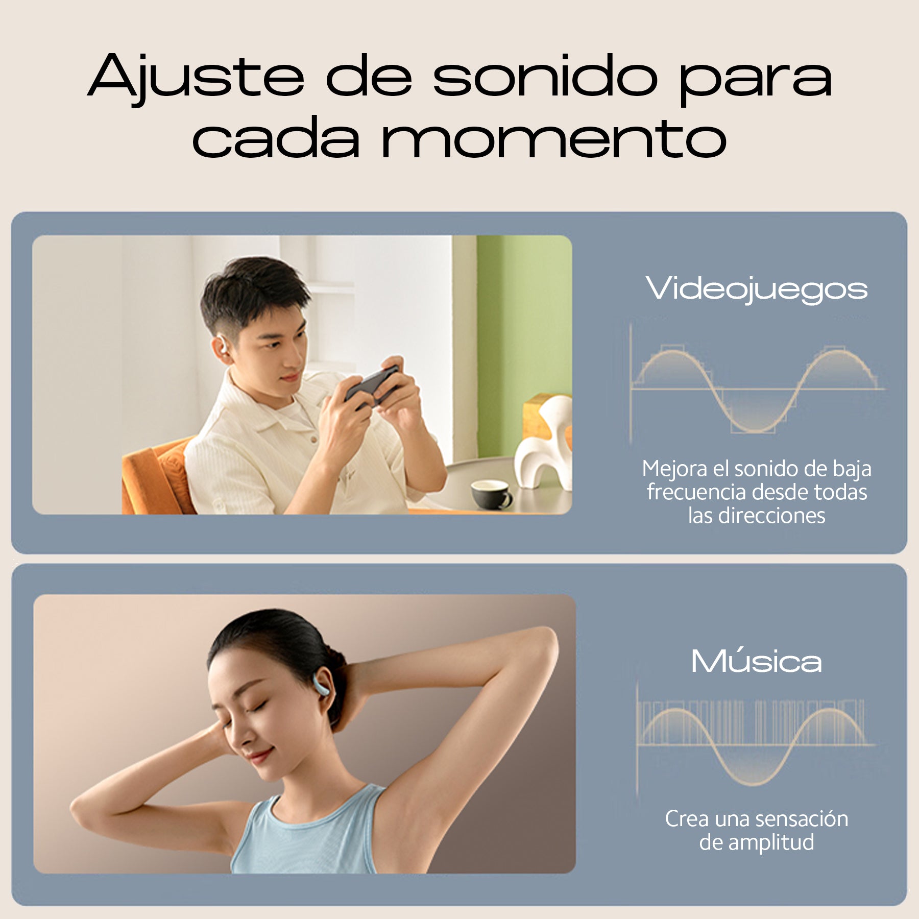 Auriculares Inalámbricos Bluetooth 5.4, Sonido 3D, Cancelación de Ruido AI, Ultraligeros 4.8g, IPX4 Resistentes al Agua, 90 Días en Espera, Controles Táctiles – CORACIAS OS1