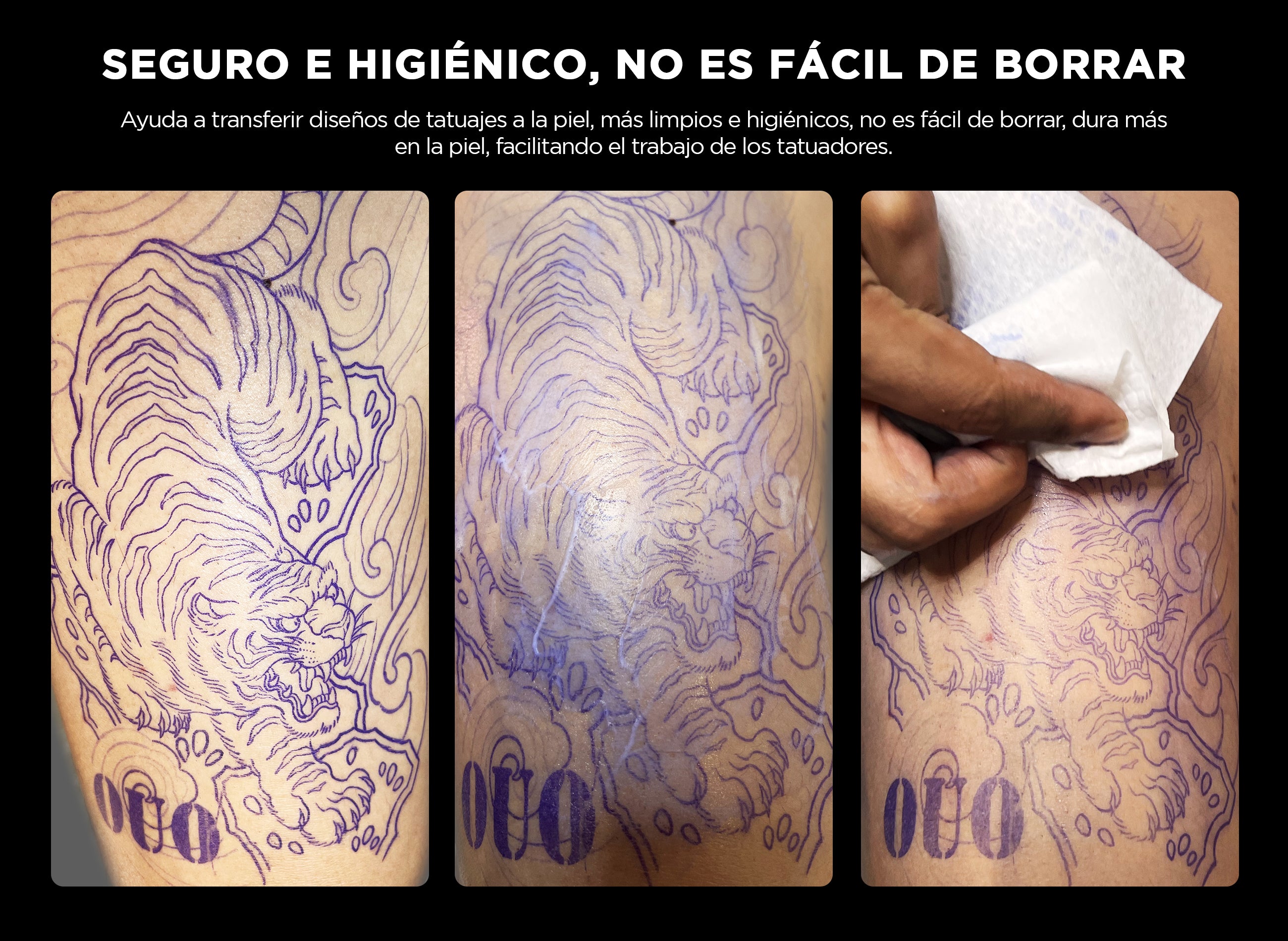 Kit de Insumos para Tatuar OUO | Vaselina, Espuma Antiséptica y Stencil