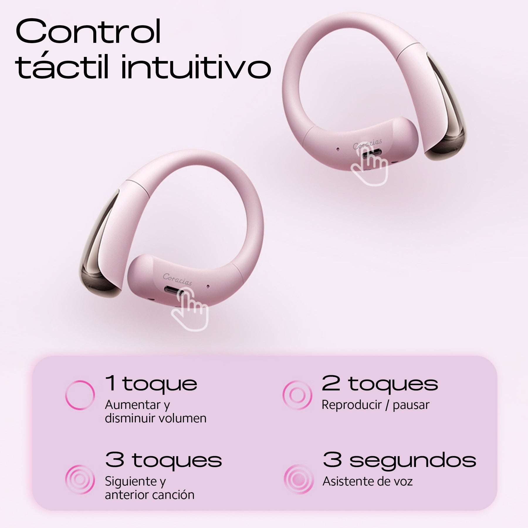 Auriculares Inalámbricos Bluetooth 5.4, Sonido 3D, Cancelación de Ruido AI, Ultraligeros 4.8g, IPX4 Resistentes al Agua, 90 Días en Espera, Controles Táctiles – CORACIAS OS1