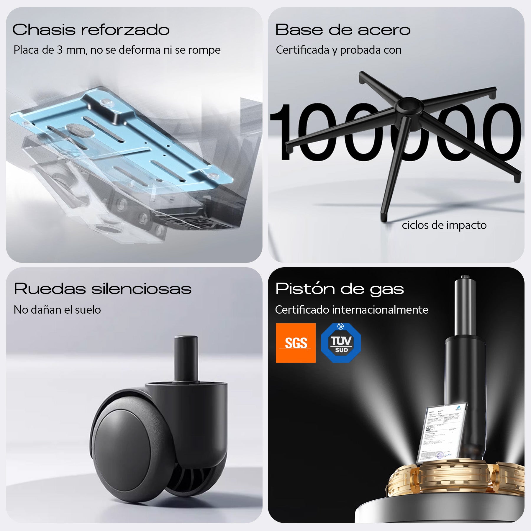 Silla de Oficina, Reposapiés, Reclinable, Cómoda OUO T70W