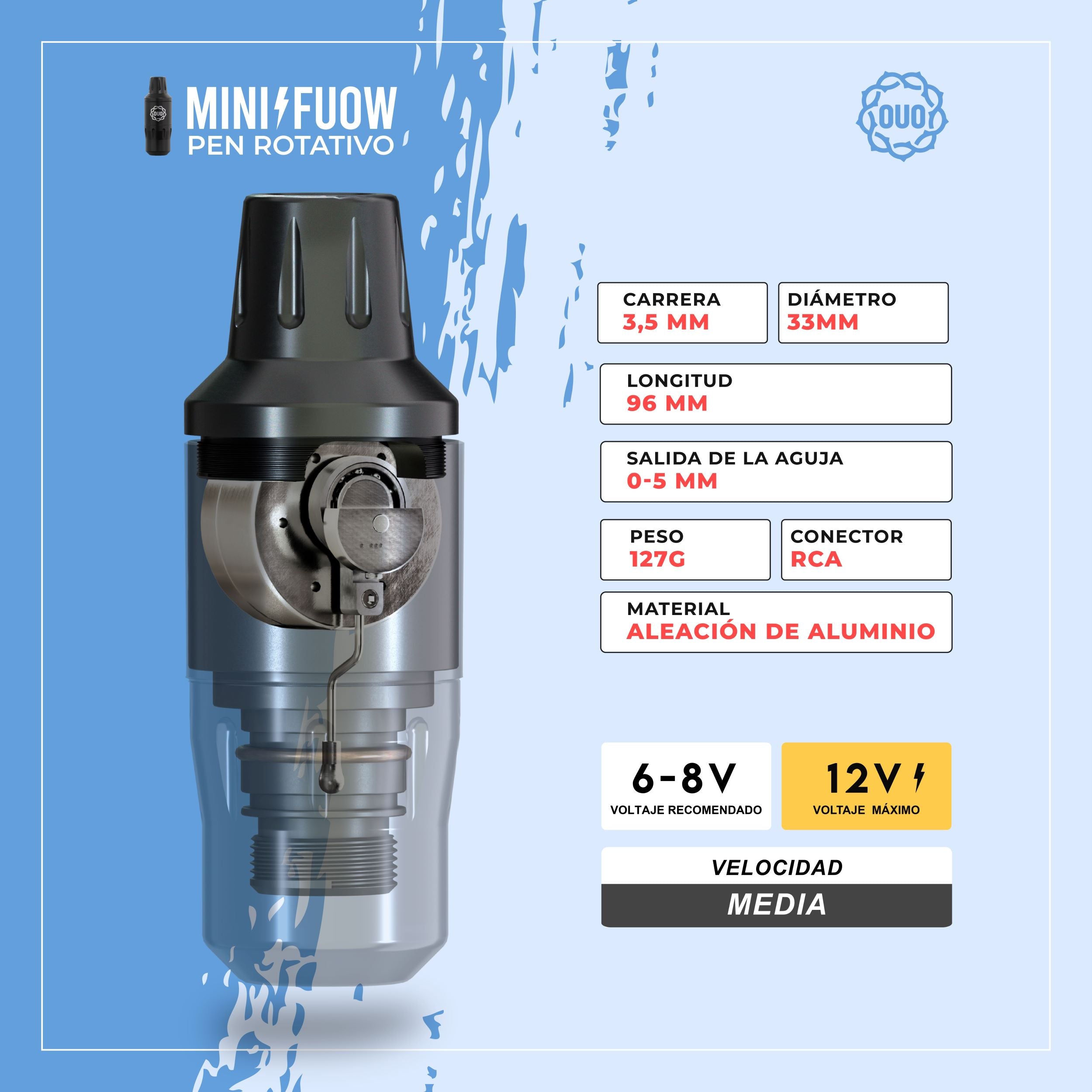 Máquina Rotativa Mini Pen FUOW by OUO | Ligera, Potente y Diseño Ergonómico para Tatuadores Profesionales