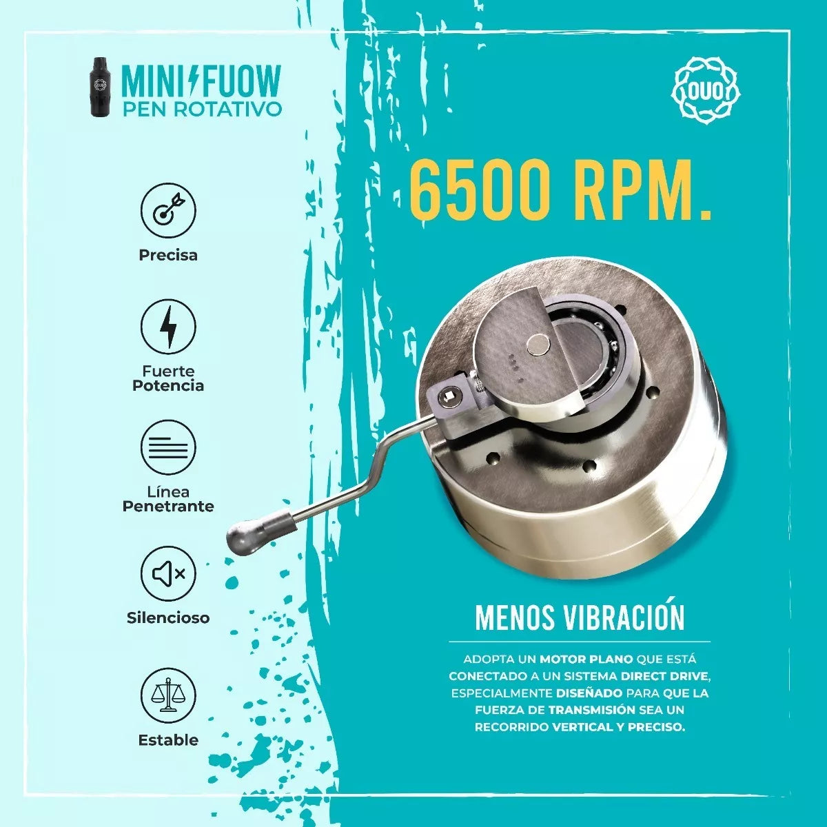 Máquina Rotativa Mini Pen FUOW by OUO | Ligera, Potente y Diseño Ergonómico para Tatuadores Profesionales