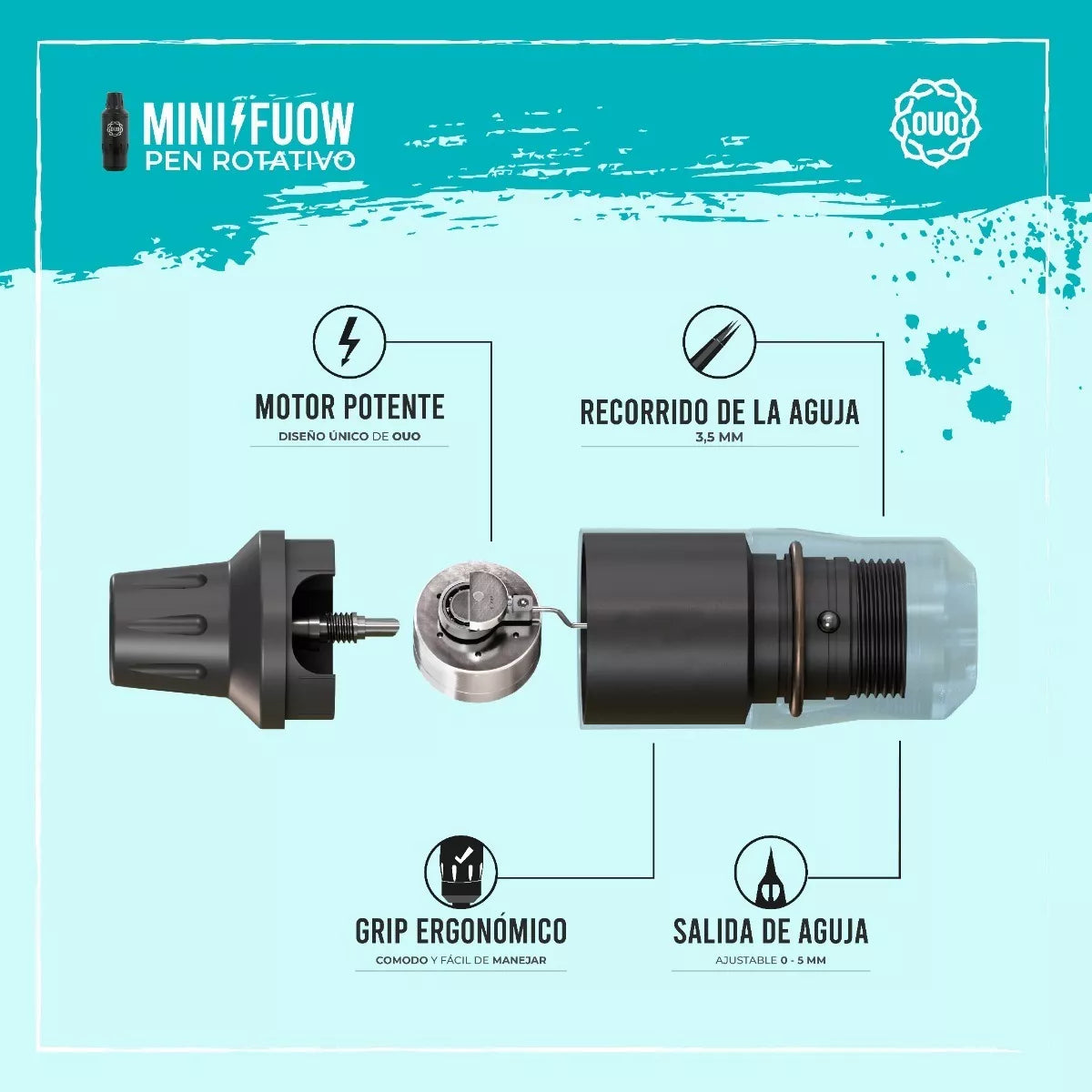 Máquina Rotativa Mini Pen FUOW by OUO | Ligera, Potente y Diseño Ergonómico para Tatuadores Profesionales
