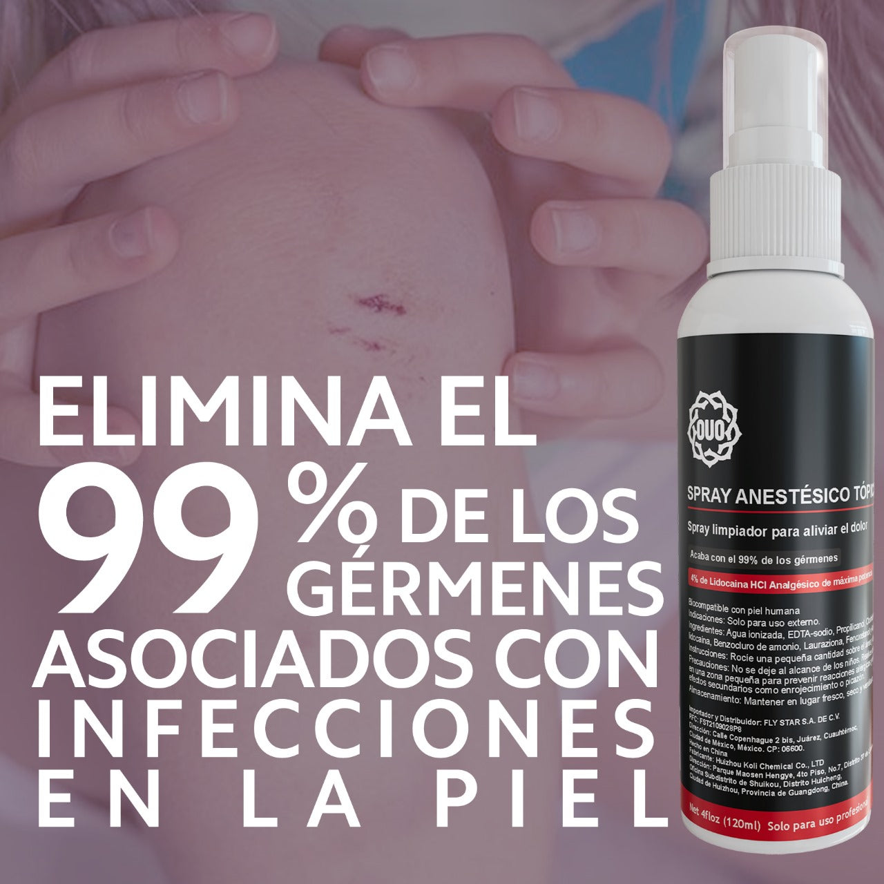 Spray Anestésico Tópico OUO | Alivio del Dolor y Protección Antiséptica (120 ml)