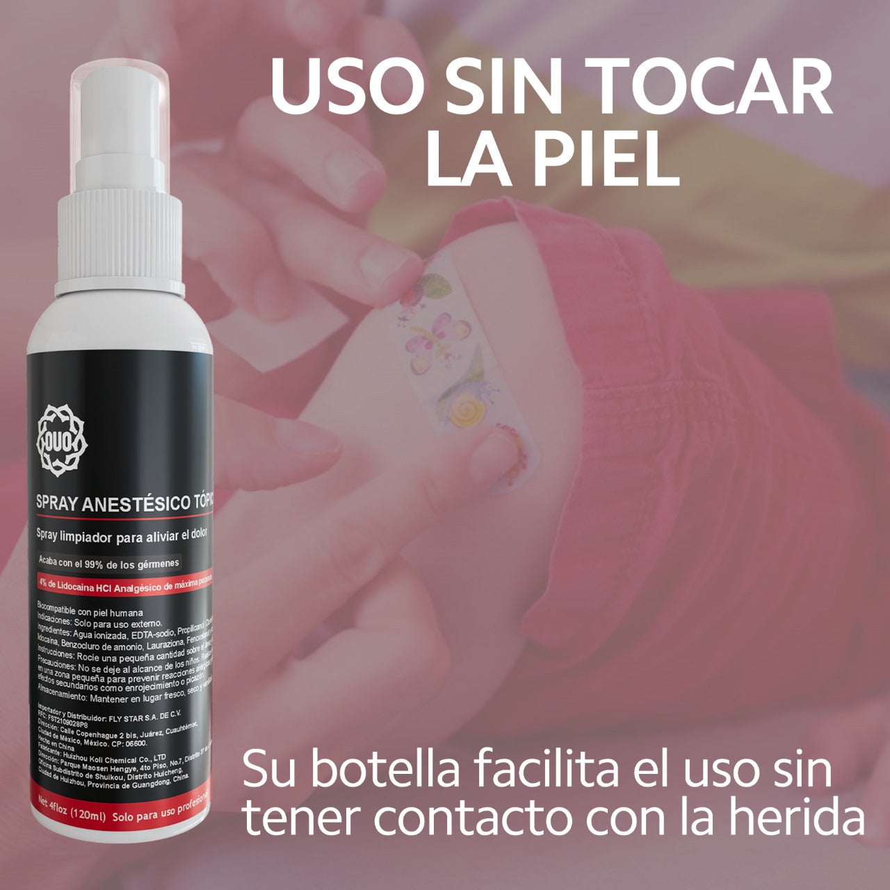 Spray Anestésico Tópico OUO | Alivio del Dolor y Protección Antiséptica (120 ml)