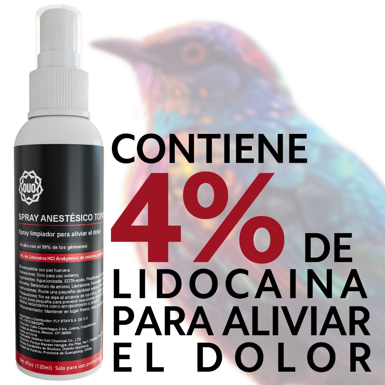 Spray Anestésico Tópico OUO | Alivio del Dolor y Protección Antiséptica (120 ml)